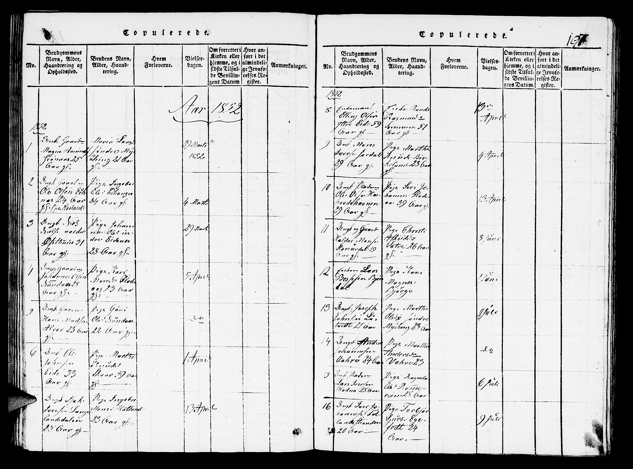 Hosanger sokneprestembete, AV/SAB-A-75801/H/Hab: Parish register (copy) no. A 1 /1, 1816-1856, p. 197