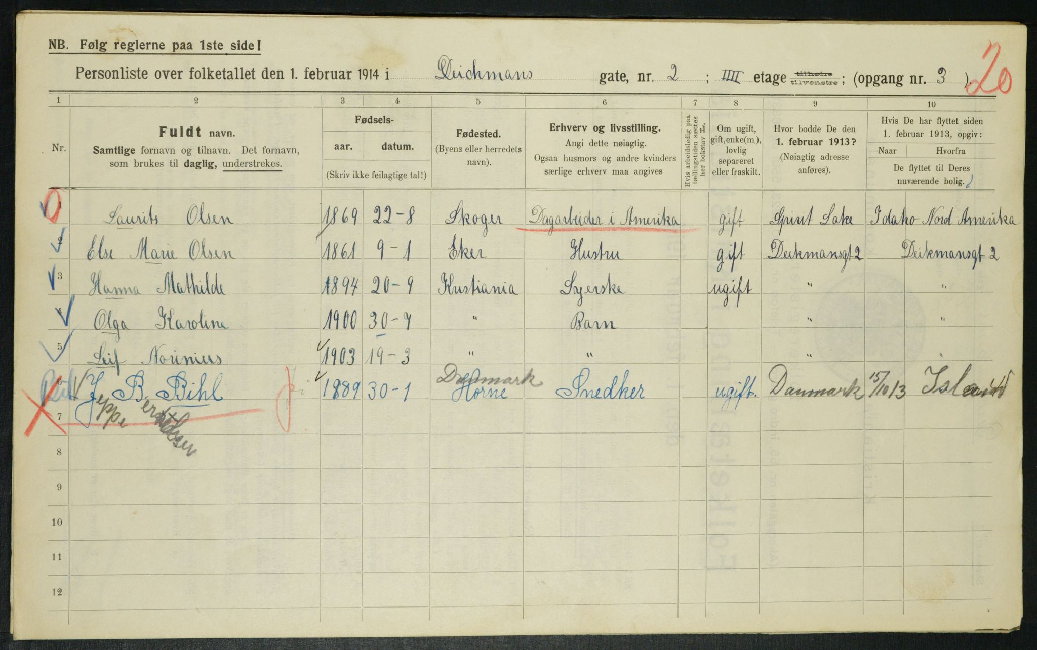 OBA, Municipal Census 1914 for Kristiania, 1914, p. 15542