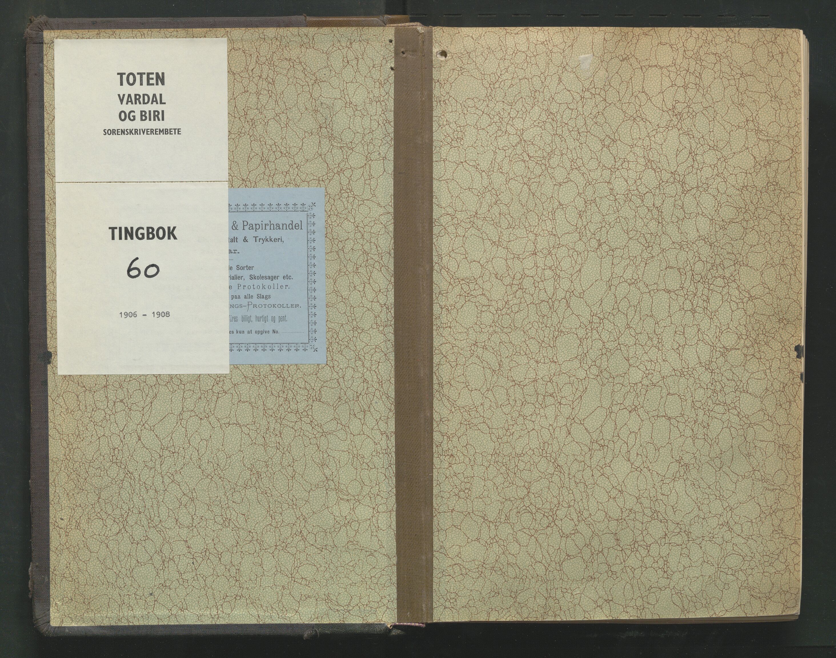 Toten tingrett, AV/SAH-TING-006/G/Gb/Gba/L0060: Tingbok, 1906-1908