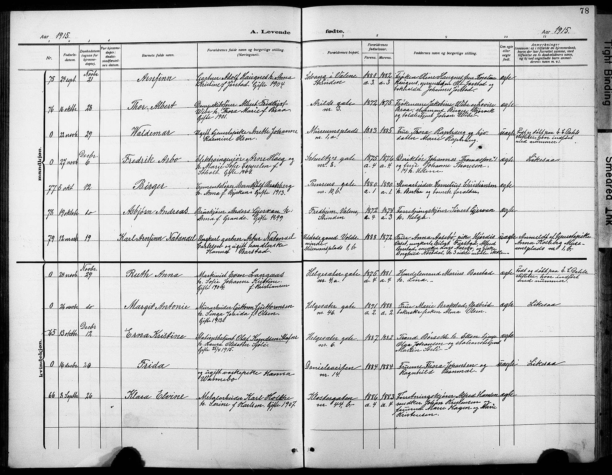 Ministerialprotokoller, klokkerbøker og fødselsregistre - Sør-Trøndelag, AV/SAT-A-1456/601/L0096: Parish register (copy) no. 601C14, 1911-1931, p. 78