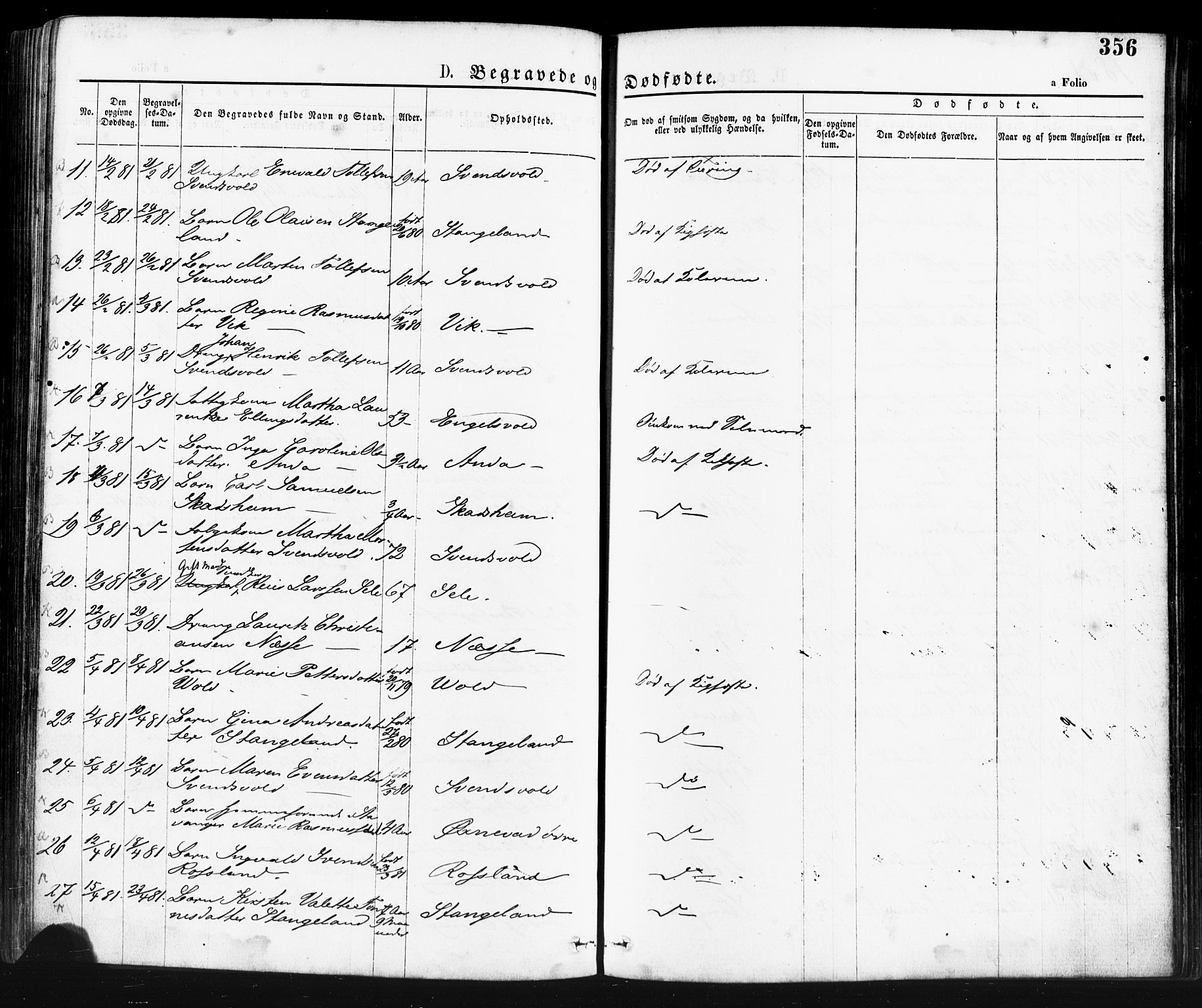 Klepp sokneprestkontor, AV/SAST-A-101803/001/3/30BA/L0006: Parish register (official) no. A 6, 1871-1885, p. 356