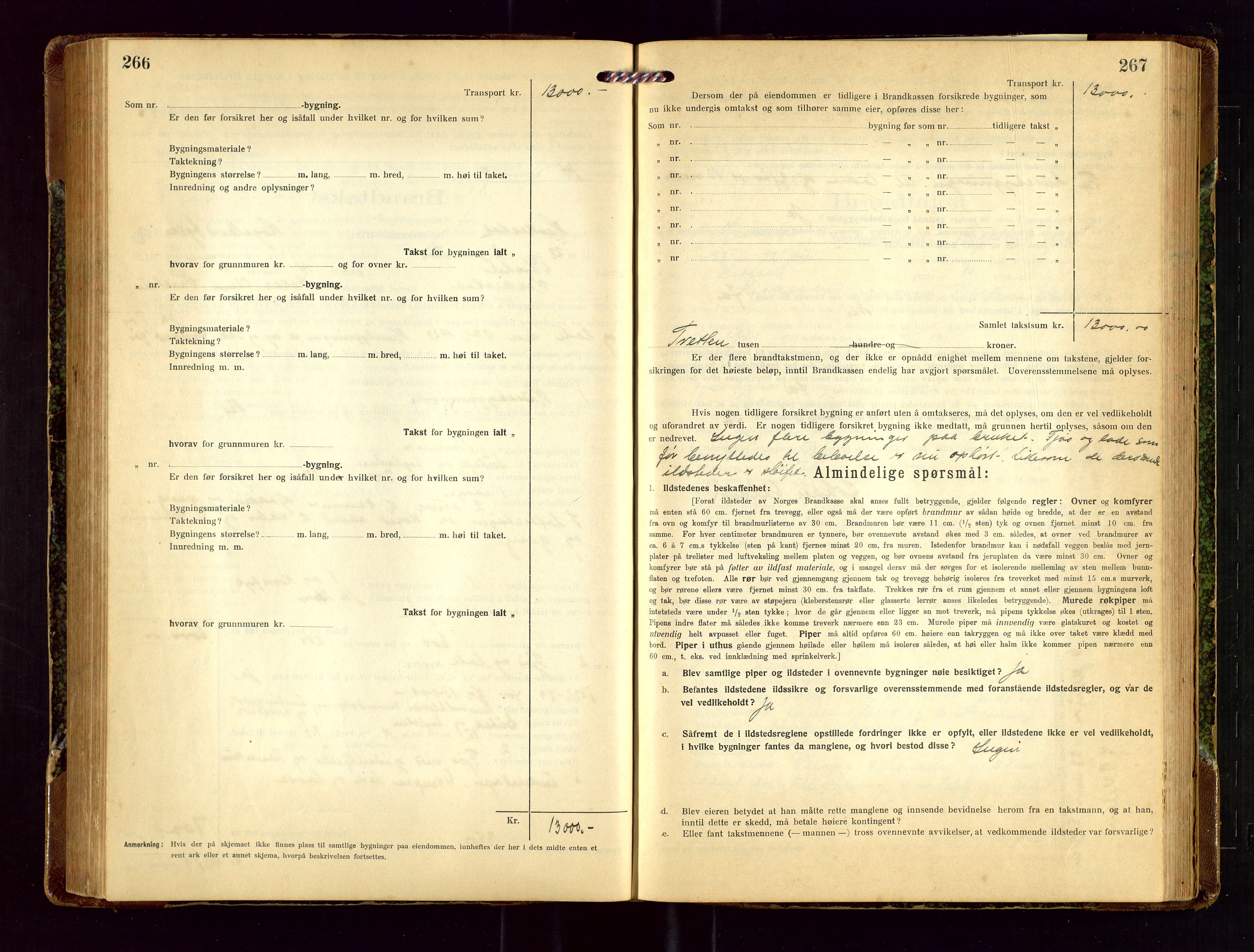 Heskestad lensmannskontor, SAST/A-100304/Gob/L0003: "Brandtakstprotokoll", 1922-1934, p. 266-267