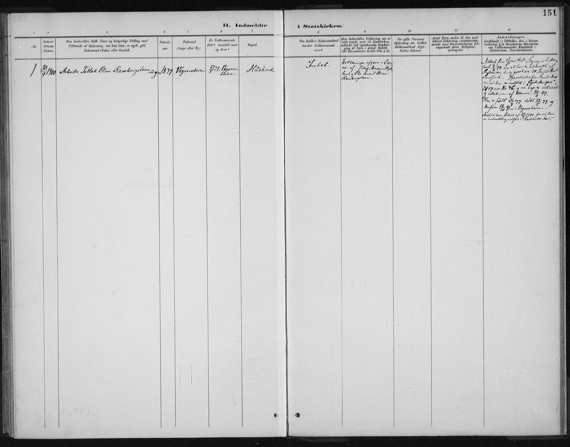 Herefoss sokneprestkontor, SAK/1111-0019/F/Fa/Fac/L0002: Parish register (official) no. A 2, 1887-1915, p. 151