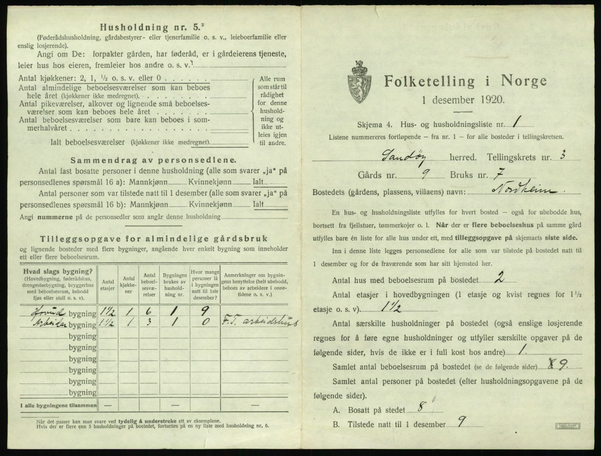 SAT, 1920 census for Sandøy, 1920, p. 146