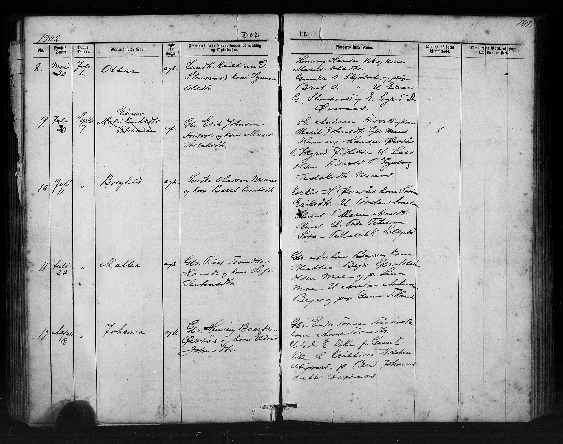 Ministerialprotokoller, klokkerbøker og fødselsregistre - Møre og Romsdal, SAT/A-1454/552/L0638: Parish register (copy) no. 552C01, 1867-1902, p. 142