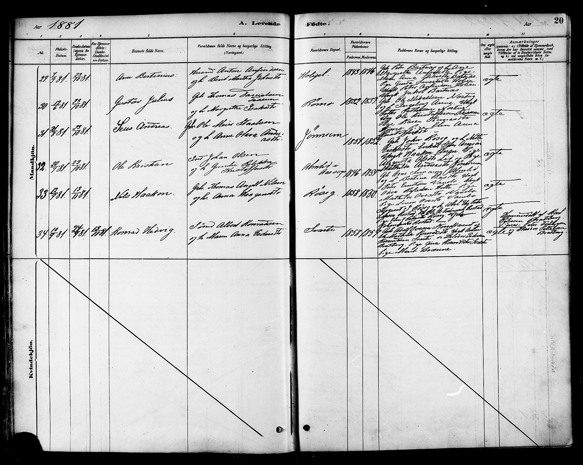 Ministerialprotokoller, klokkerbøker og fødselsregistre - Nord-Trøndelag, SAT/A-1458/741/L0395: Parish register (official) no. 741A09, 1878-1888, p. 20
