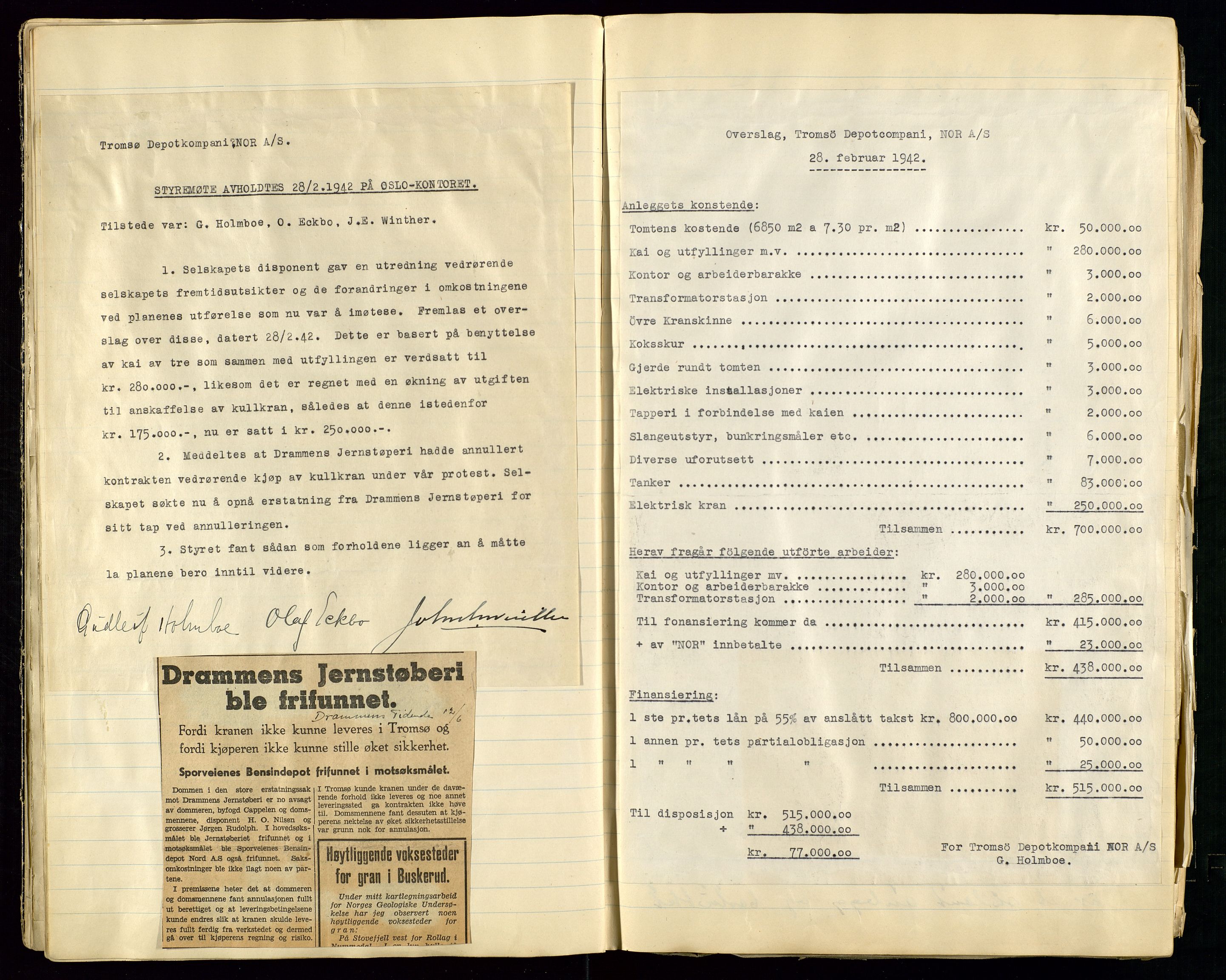 Pa 1518 - Tromsø Depotkompani NOR A/S, SAST/A-101923/A/L0001: Styreprotokoll, 1939-1959, p. 10