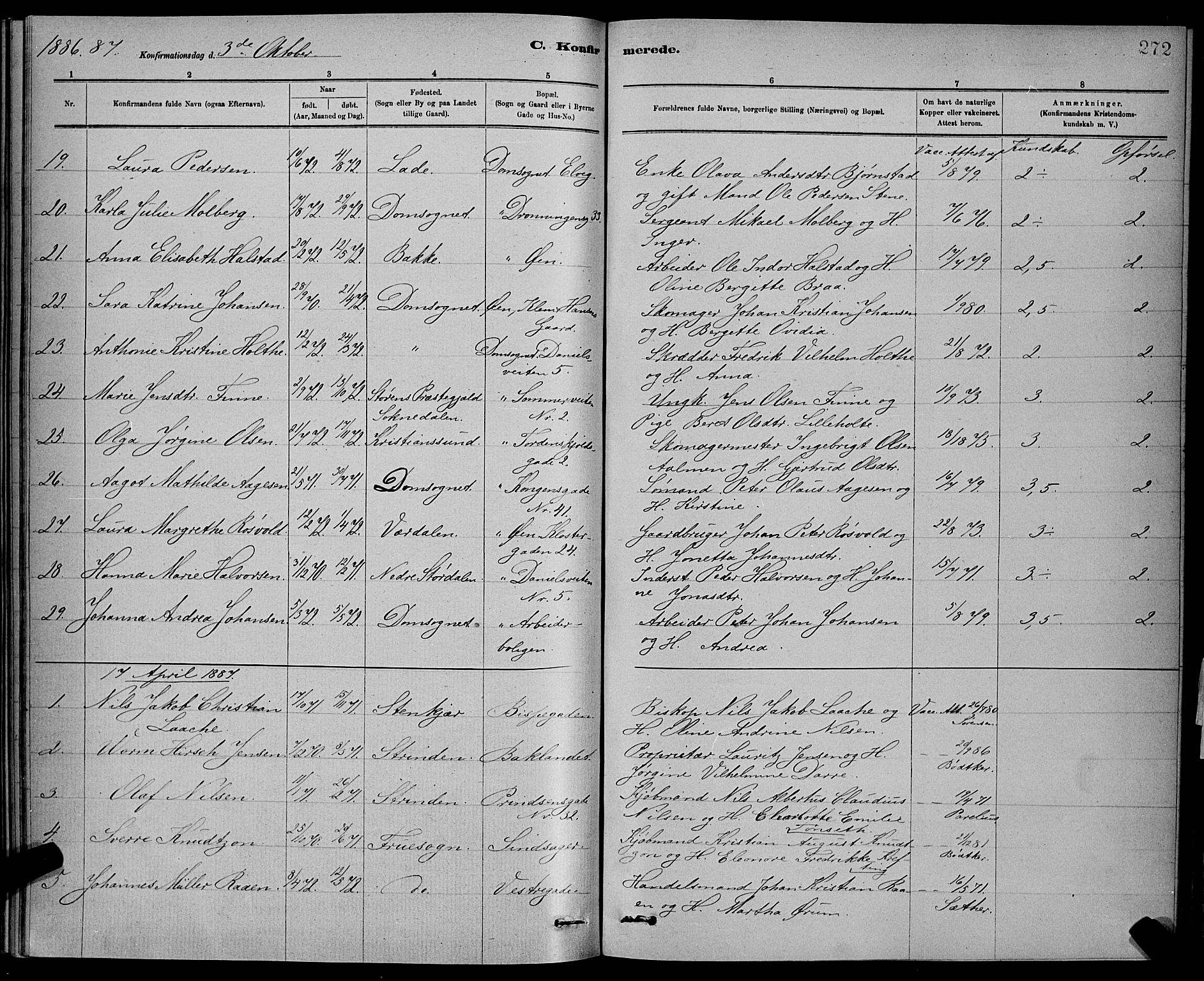 Ministerialprotokoller, klokkerbøker og fødselsregistre - Sør-Trøndelag, SAT/A-1456/601/L0092: Parish register (copy) no. 601C10, 1884-1897, p. 272