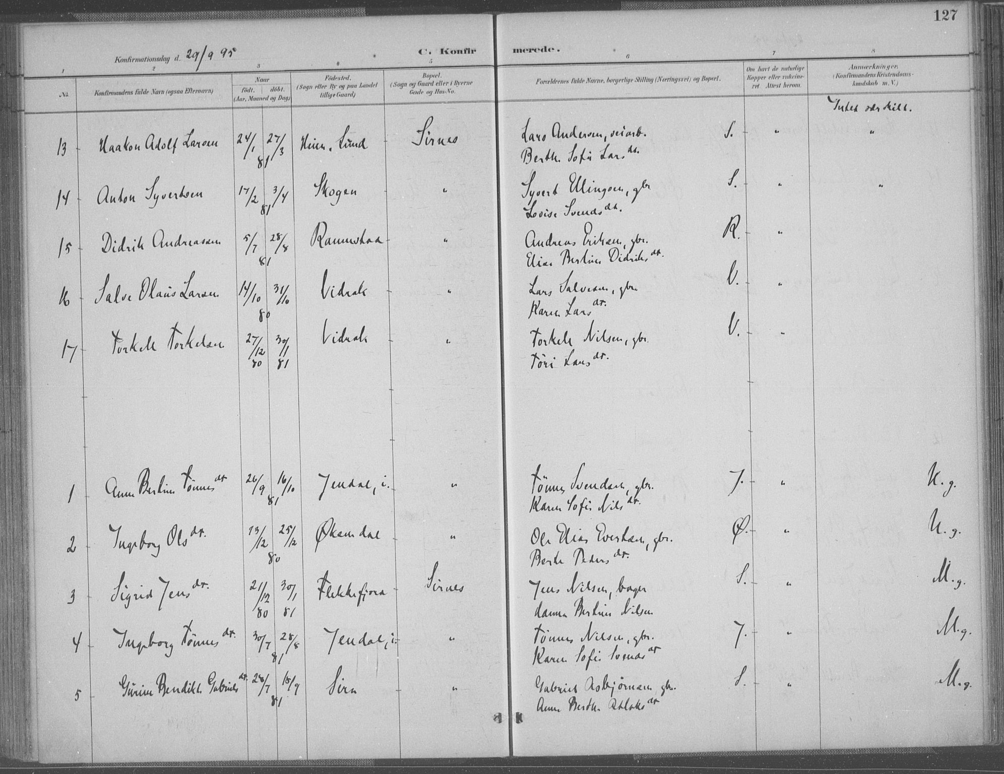 Bakke sokneprestkontor, AV/SAK-1111-0002/F/Fa/Faa/L0008: Parish register (official) no. A 8, 1887-1911, p. 127