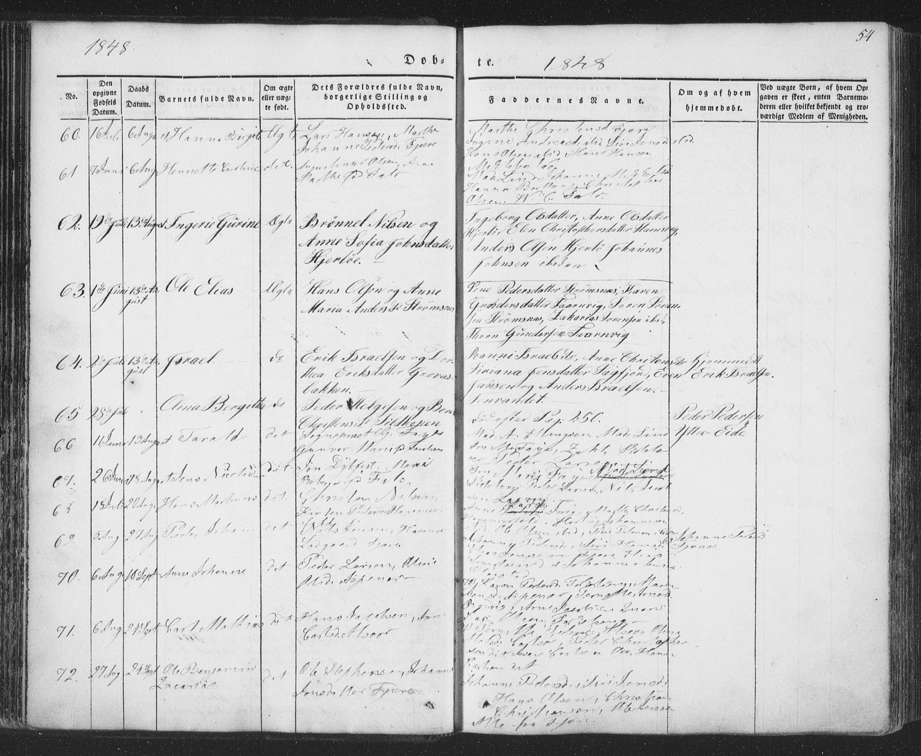 Ministerialprotokoller, klokkerbøker og fødselsregistre - Nordland, AV/SAT-A-1459/853/L0769: Parish register (official) no. 853A08, 1836-1856, p. 54