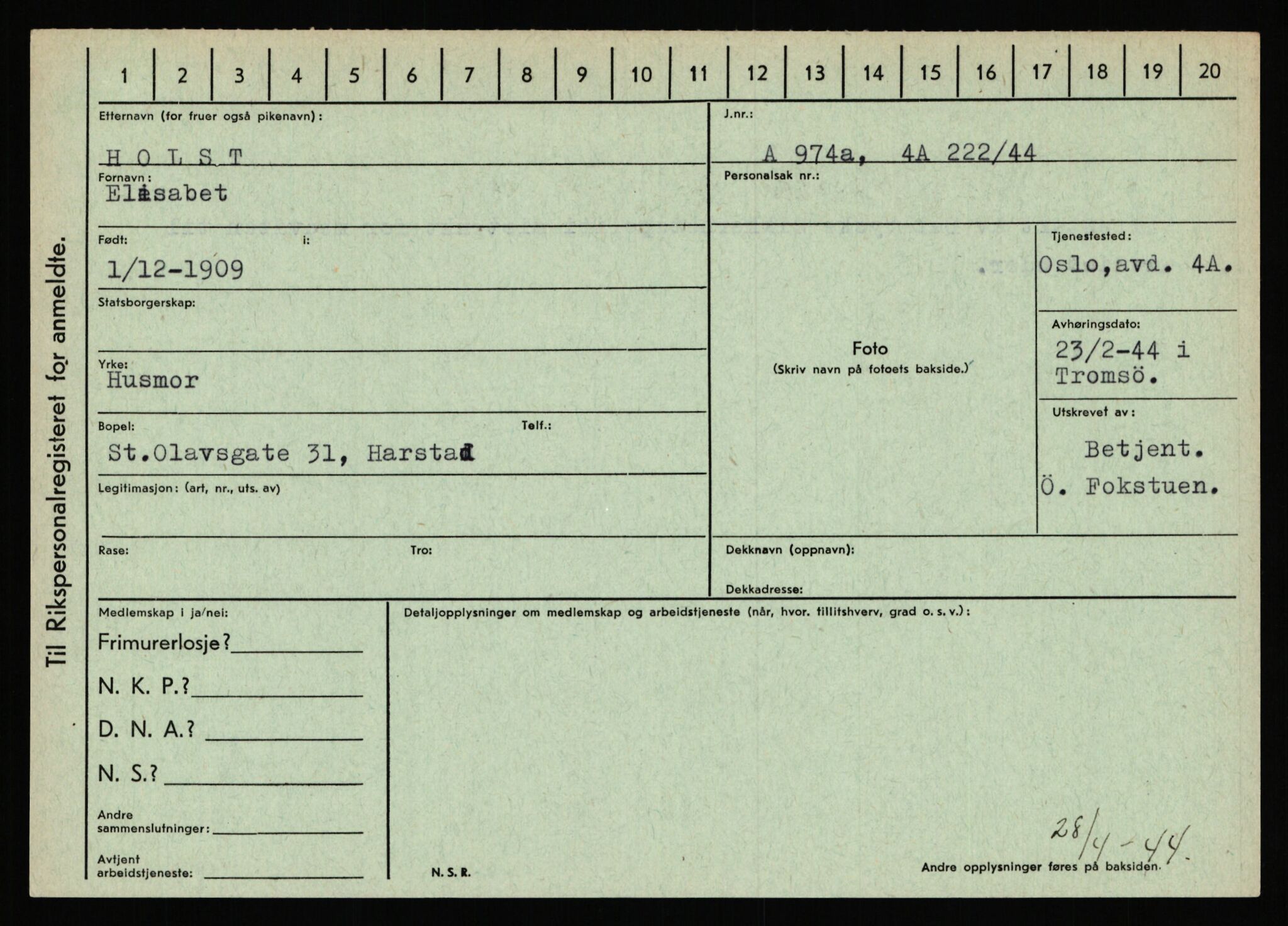 Statspolitiet - Hovedkontoret / Osloavdelingen, AV/RA-S-1329/C/Ca/L0007: Hol - Joelsen, 1943-1945, p. 484