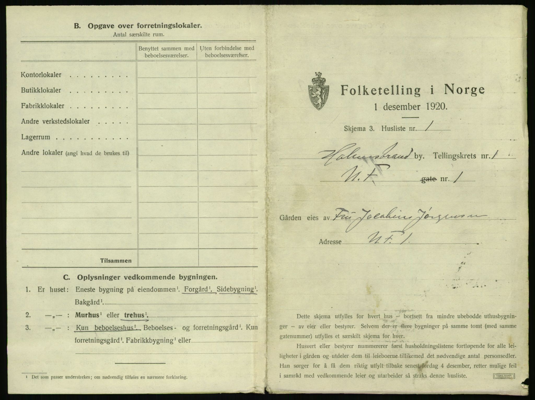 SAKO, 1920 census for Holmestrand, 1920, p. 20