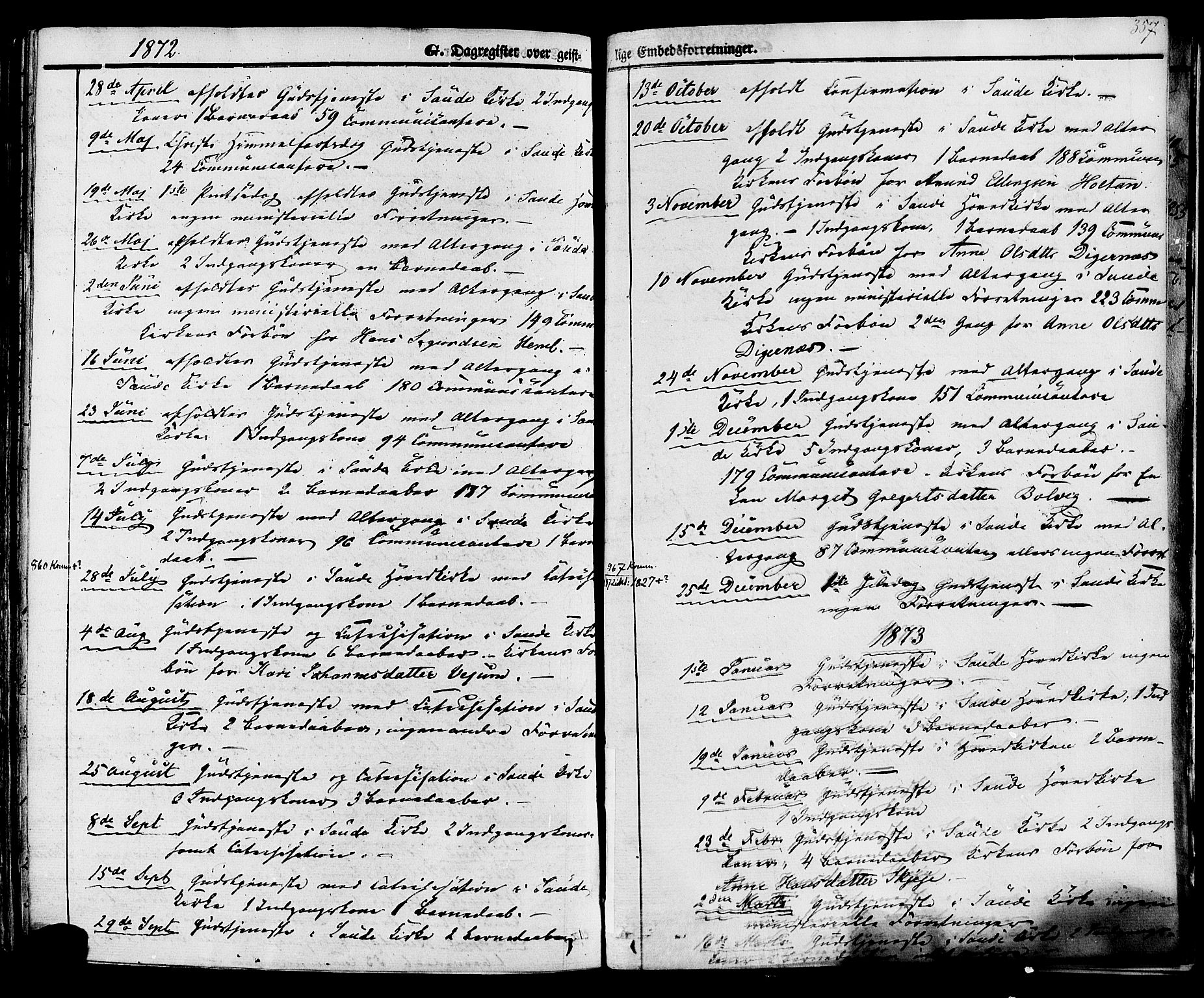 Sauherad kirkebøker, SAKO/A-298/F/Fa/L0007: Parish register (official) no. I 7, 1851-1873, p. 357