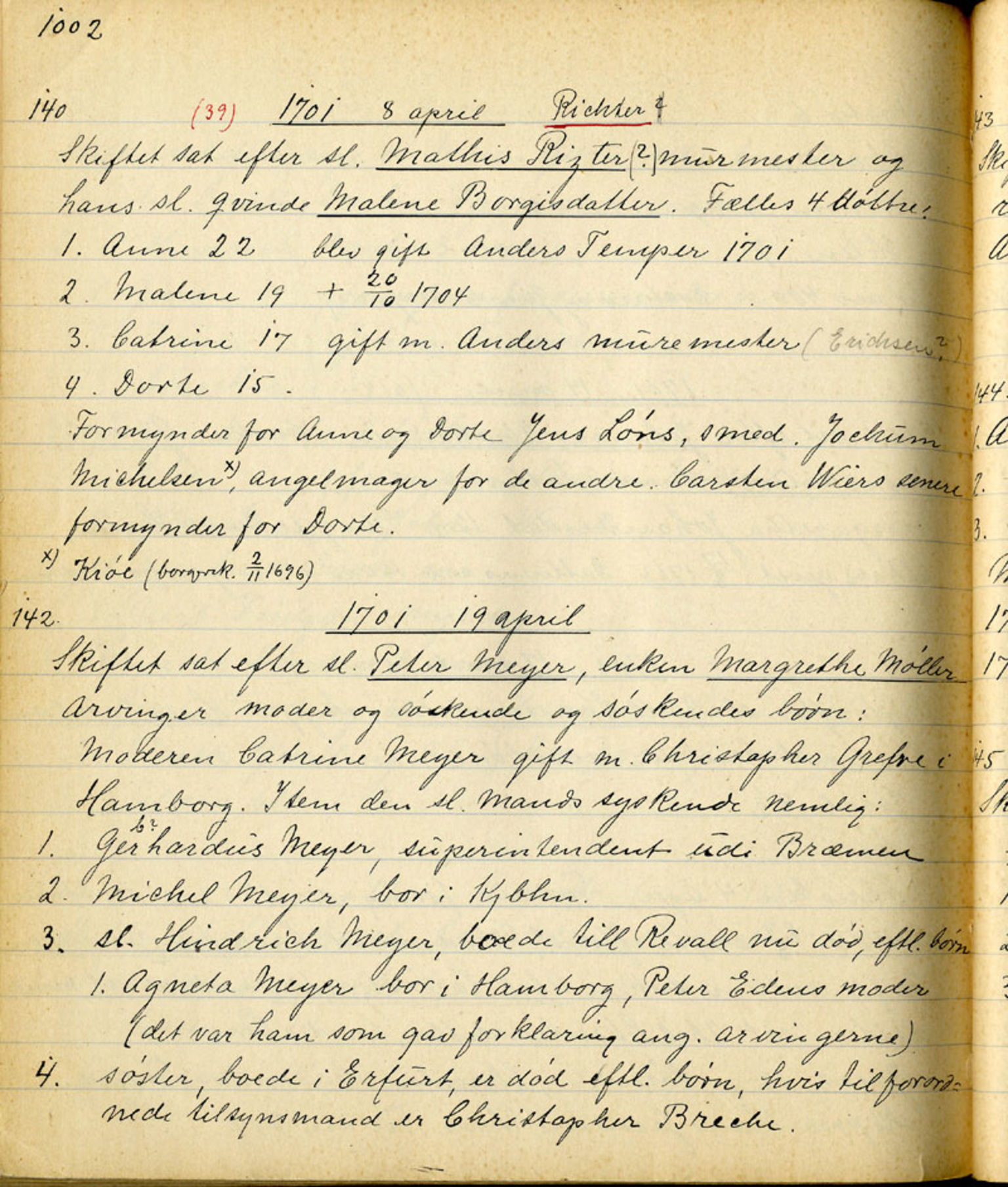 Sollied, Olaf og Thora - samlinger, AV/SAB-SAB/DA-0401/01/L0010/0003: Skifte: Utdrag av skifteprotokoller / 94 Skifteprotokoller: utdrag, 1675-1785, p. 1002