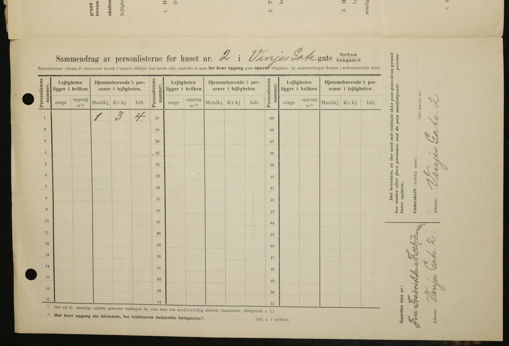 OBA, Municipal Census 1909 for Kristiania, 1909, p. 3109