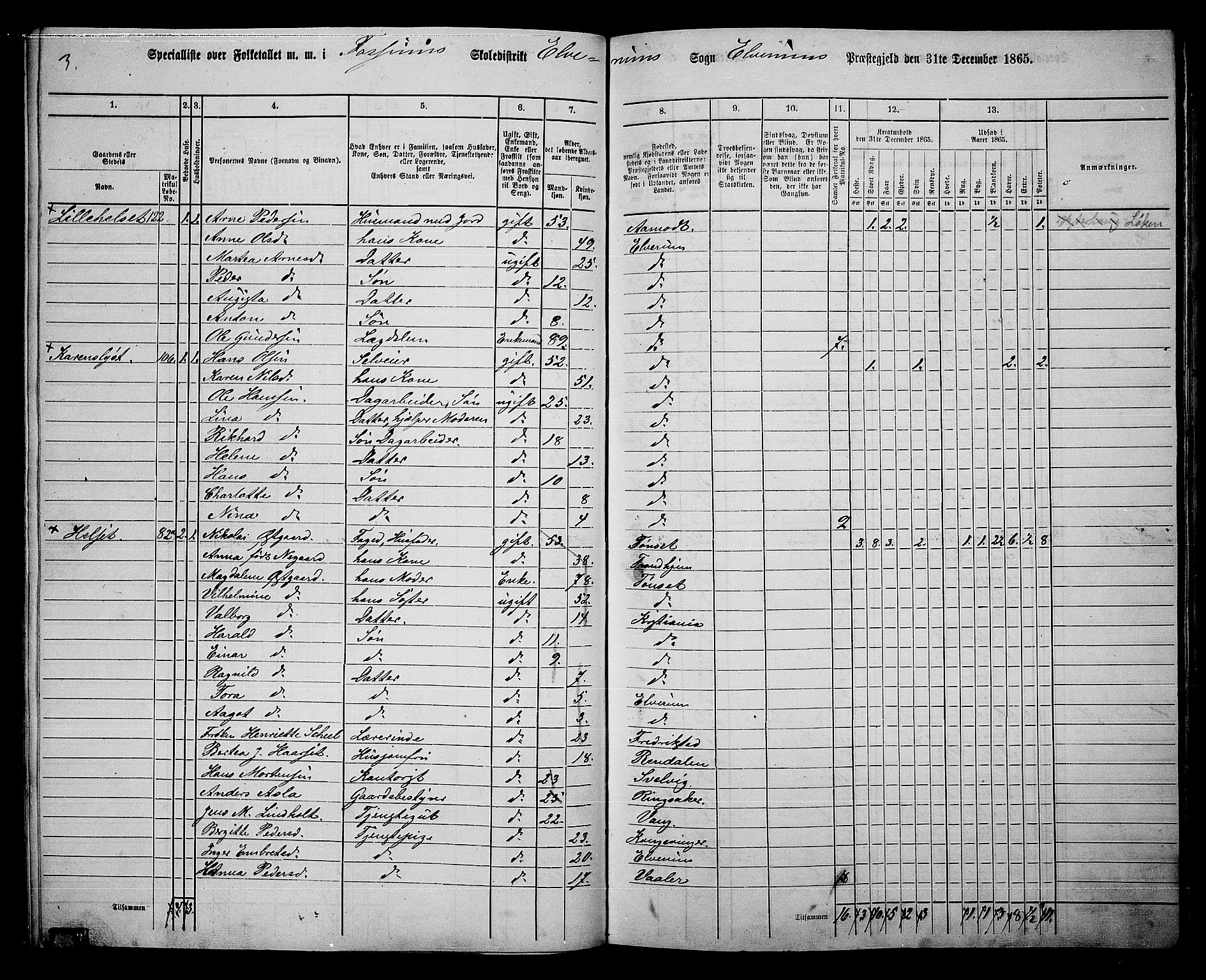 RA, 1865 census for Elverum, 1865, p. 89