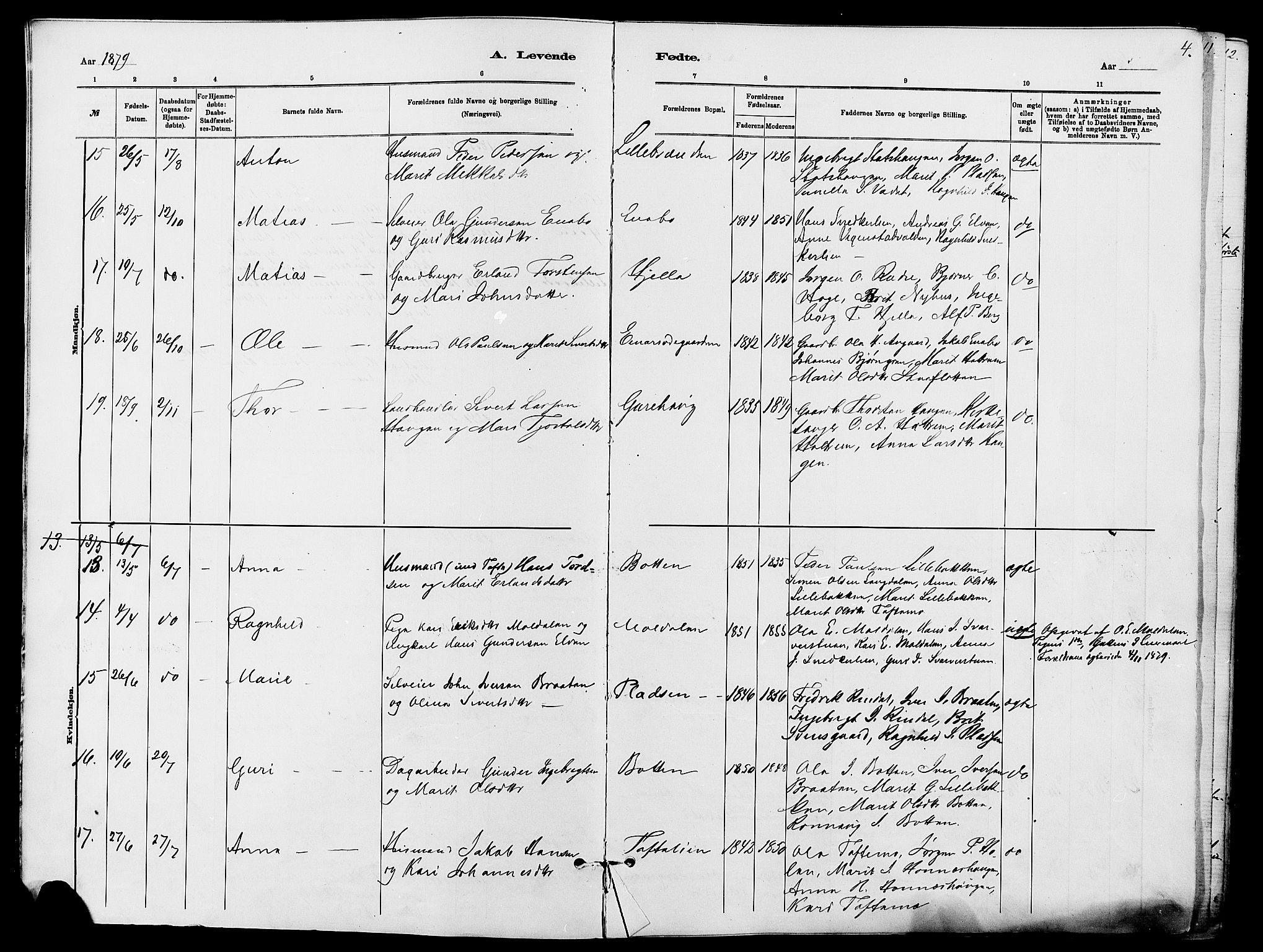 Dovre prestekontor, SAH/PREST-066/H/Ha/Haa/L0002: Parish register (official) no. 2, 1879-1890, p. 4