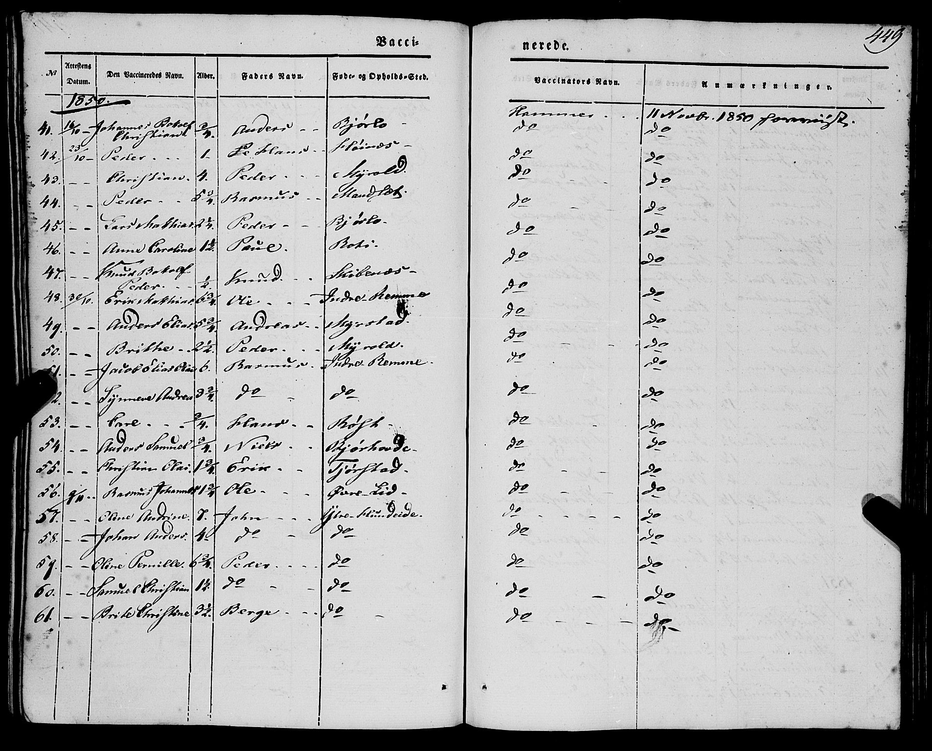 Eid sokneprestembete, AV/SAB-A-82301/H/Haa/Haaa/L0007: Parish register (official) no. A 7, 1844-1858, p. 449