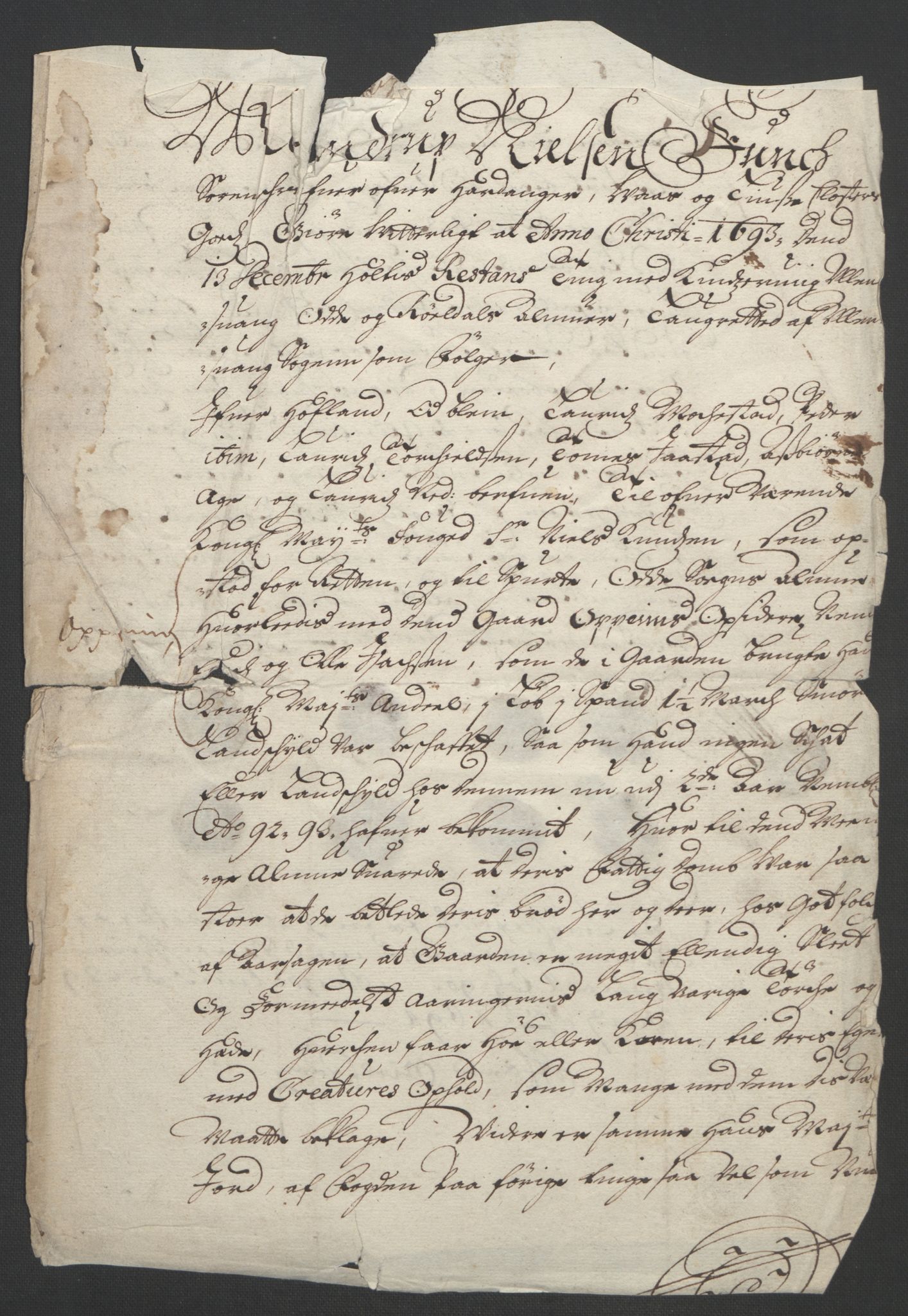 Rentekammeret inntil 1814, Reviderte regnskaper, Fogderegnskap, AV/RA-EA-4092/R48/L2974: Fogderegnskap Sunnhordland og Hardanger, 1693, p. 267