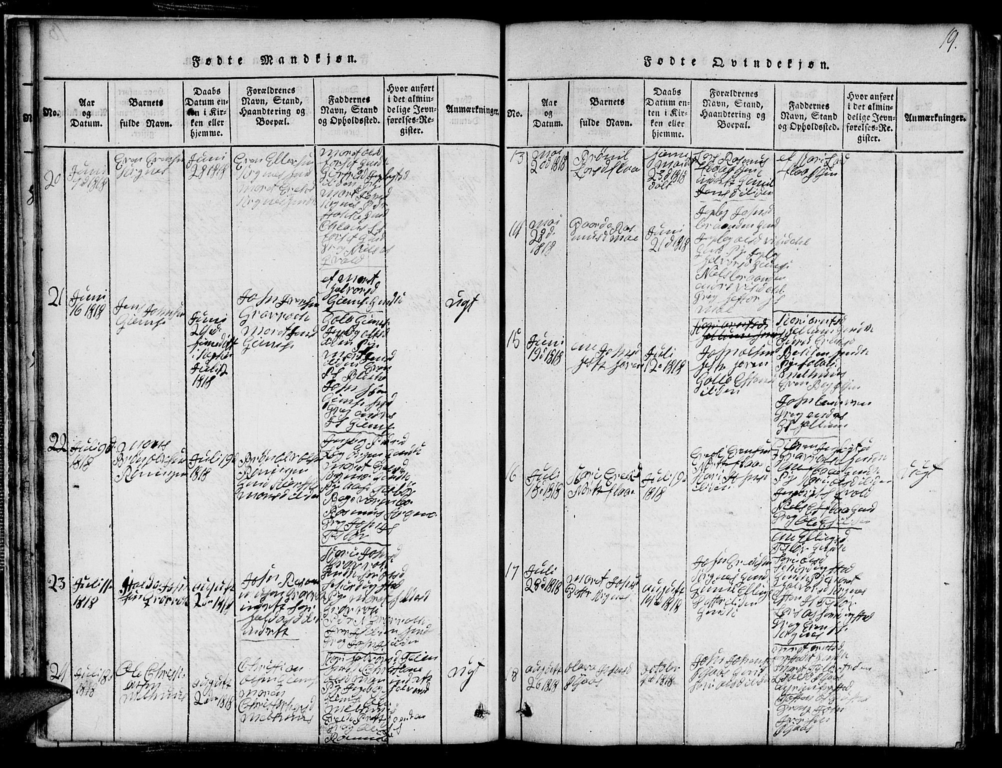 Ministerialprotokoller, klokkerbøker og fødselsregistre - Sør-Trøndelag, AV/SAT-A-1456/691/L1092: Parish register (copy) no. 691C03, 1816-1852, p. 19