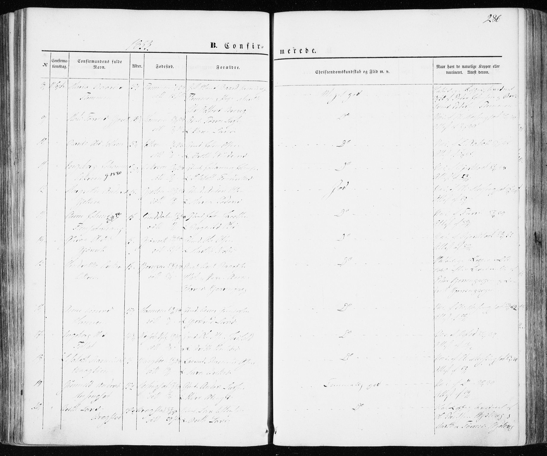 Ministerialprotokoller, klokkerbøker og fødselsregistre - Møre og Romsdal, AV/SAT-A-1454/586/L0984: Parish register (official) no. 586A10, 1844-1856, p. 286