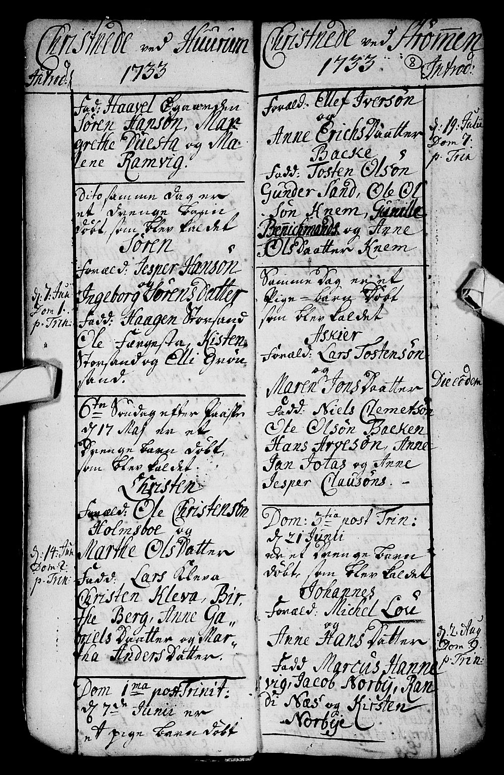 Hurum kirkebøker, AV/SAKO-A-229/F/Fa/L0002: Parish register (official) no. 2, 1733-1757, p. 8