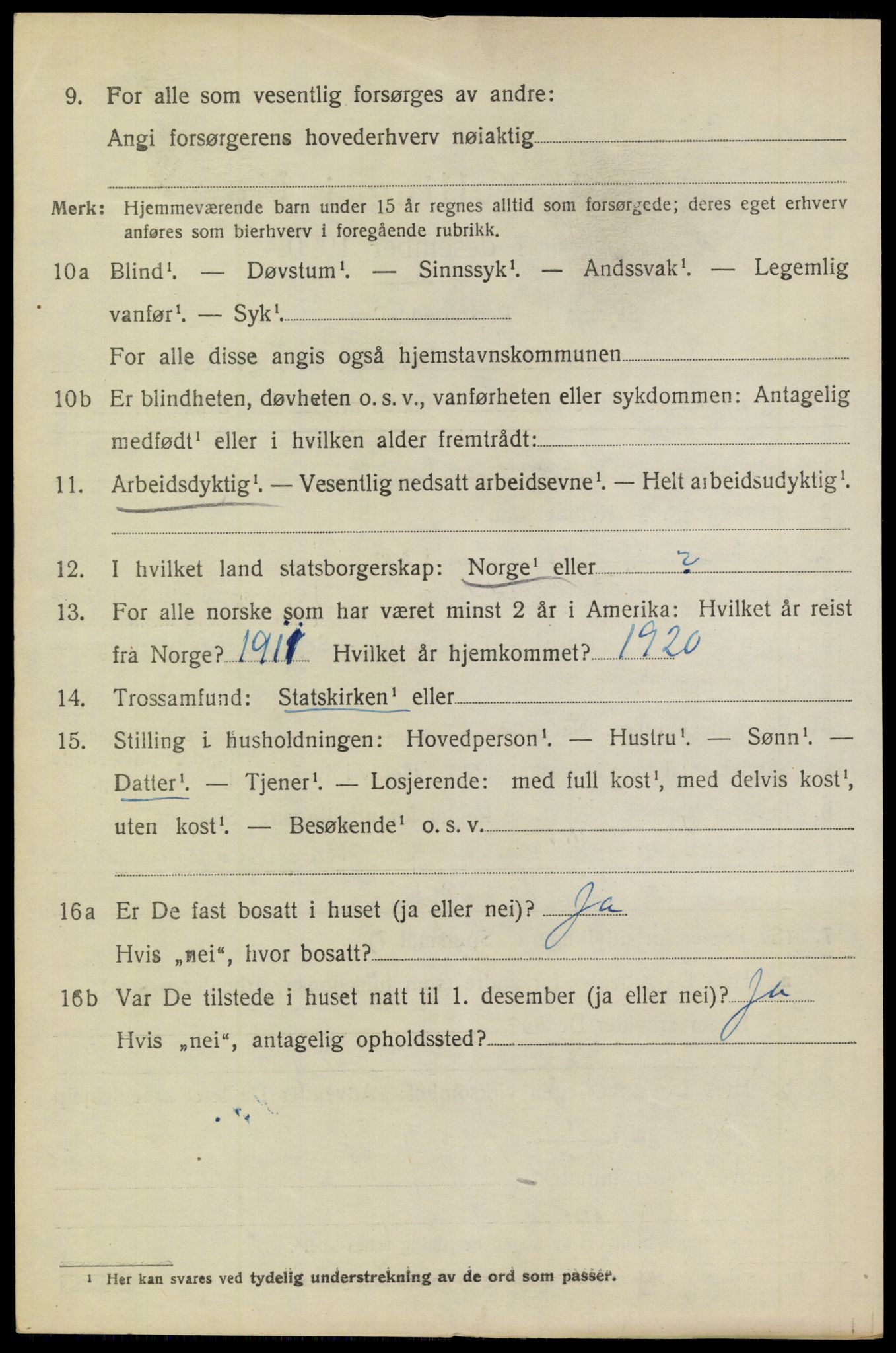 SAO, 1920 census for Ullensaker, 1920, p. 8834