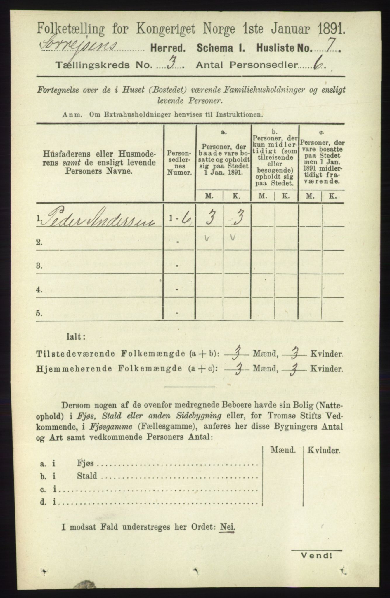 RA, 1891 census for 1925 Sørreisa, 1891, p. 650