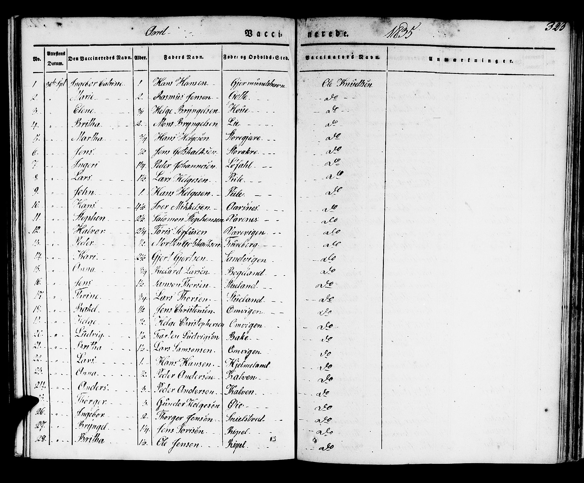 Kvinnherad sokneprestembete, SAB/A-76401/H/Haa: Parish register (official) no. A 6, 1835-1843, p. 323