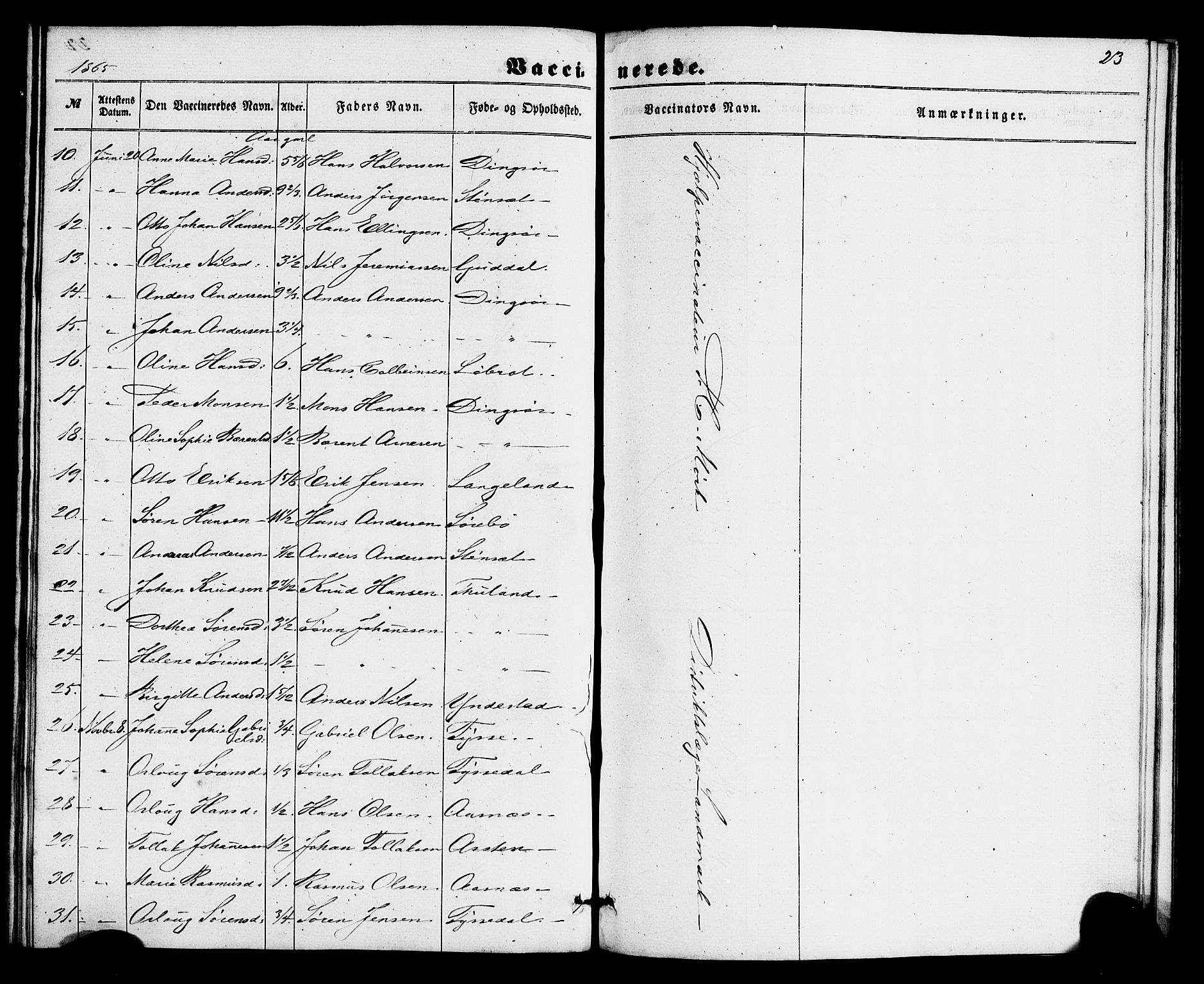 Fjaler sokneprestembete, AV/SAB-A-79801/H/Haa/Haaa/L0011: Parish register (official) no. A 11, 1860-1867, p. 23