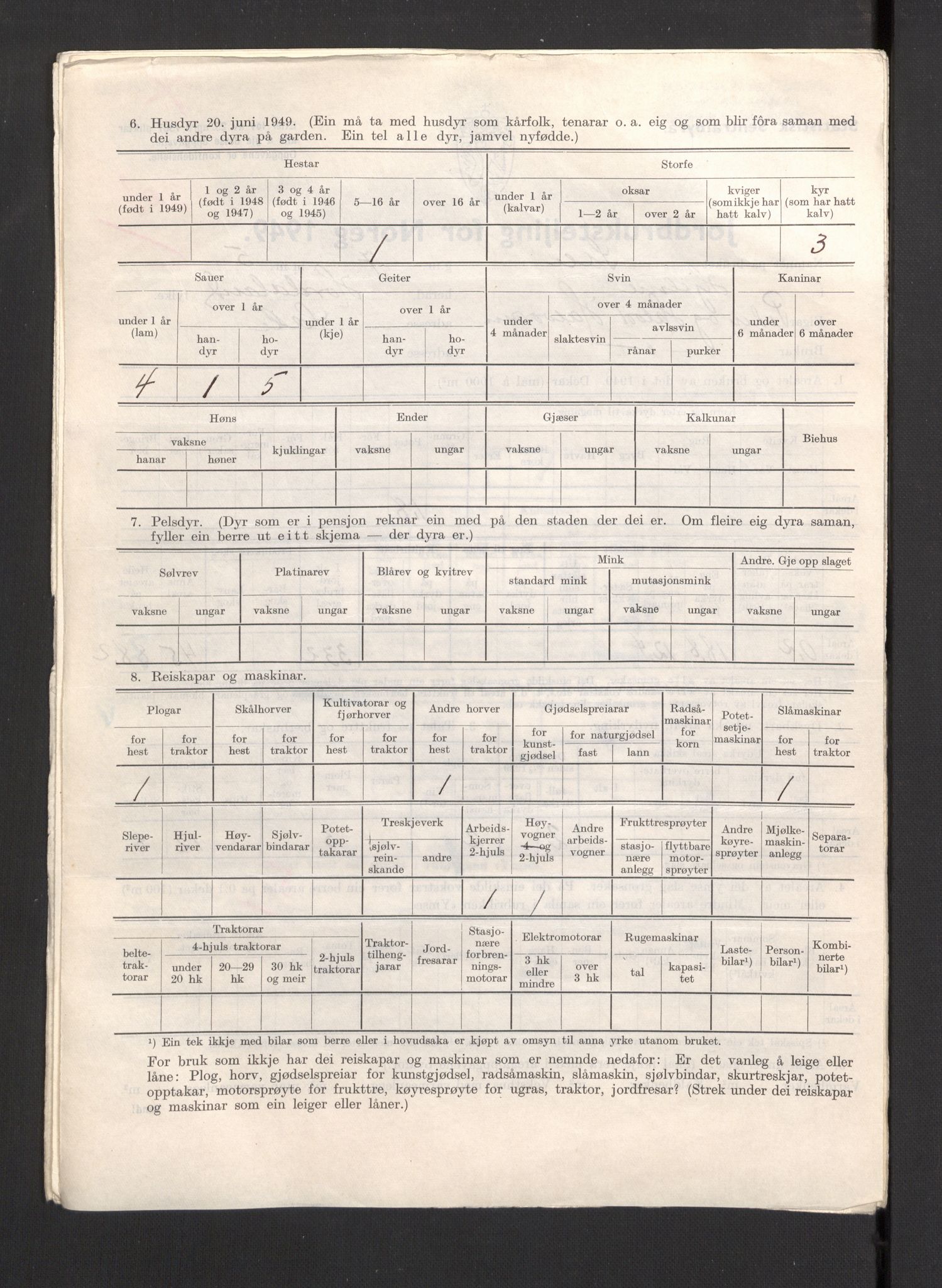 Statistisk sentralbyrå, Næringsøkonomiske emner, Jordbruk, skogbruk, jakt, fiske og fangst, AV/RA-S-2234/G/Gc/L0276: Hordaland: Herdla og Hjelme, 1949, p. 1321