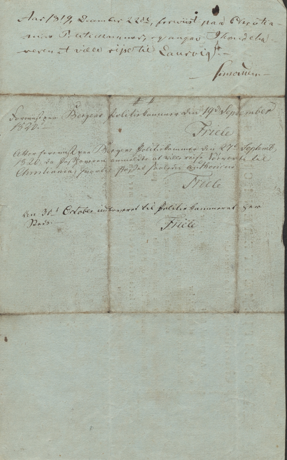 Bergen politikammer / politidistrikt, AV/SAB-A-60401/L.b, 1816-1822, p. 12