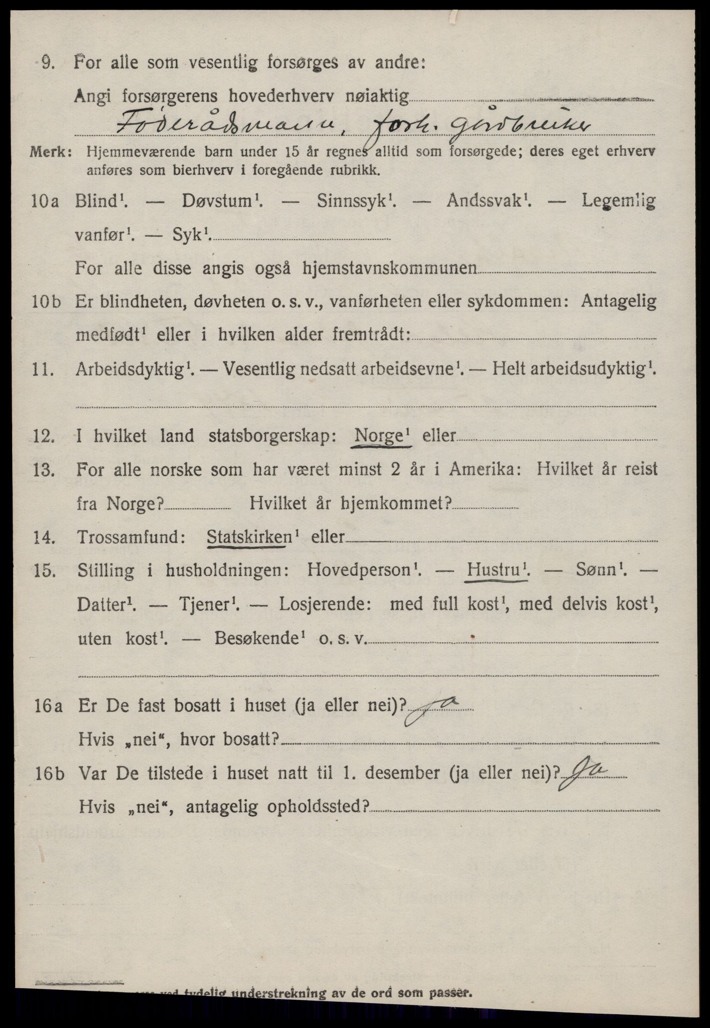 SAT, 1920 census for Nesset, 1920, p. 2809