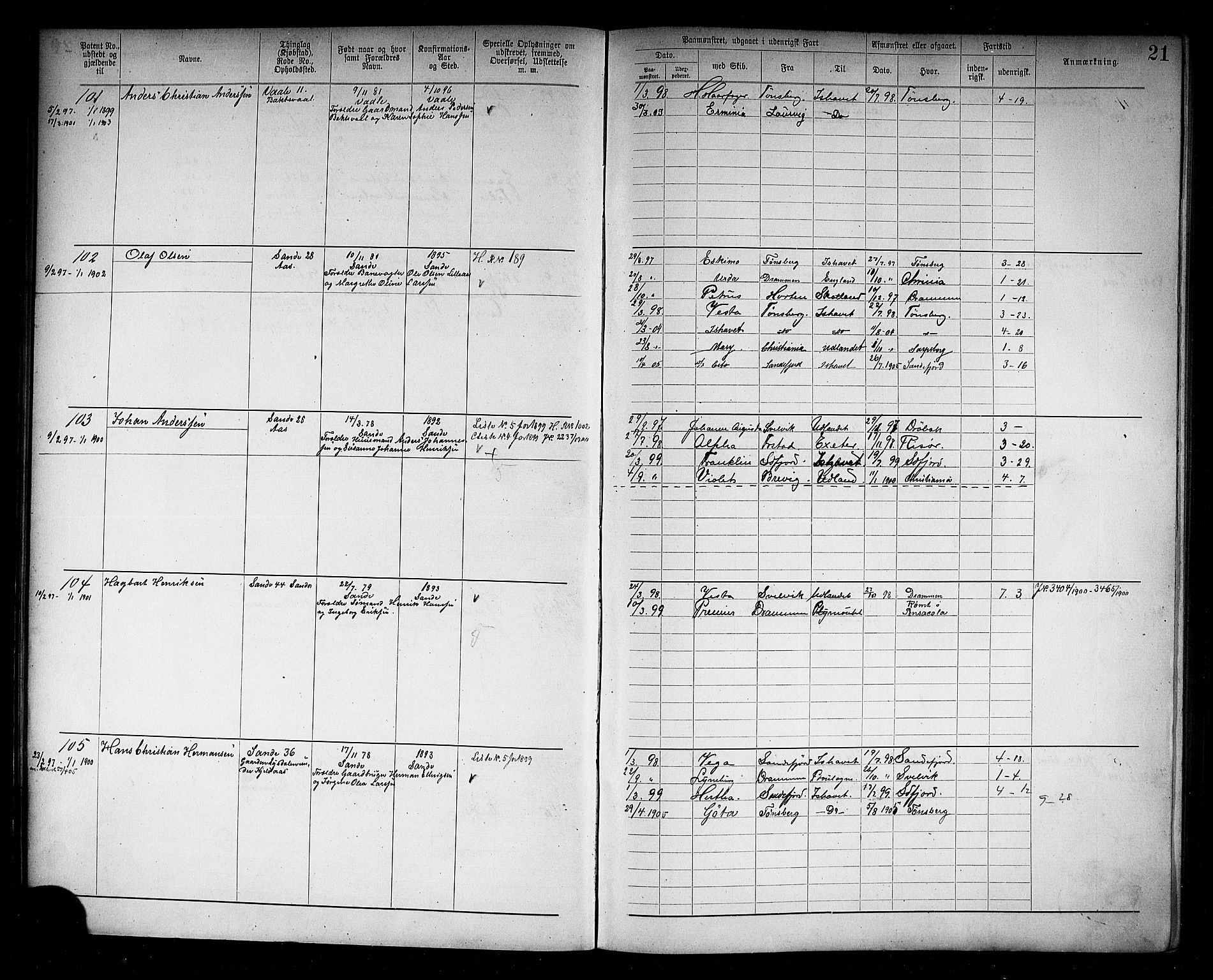 Holmestrand innrulleringskontor, SAKO/A-1151/F/Fb/L0002: Annotasjonsrulle, 1894-1911, p. 24