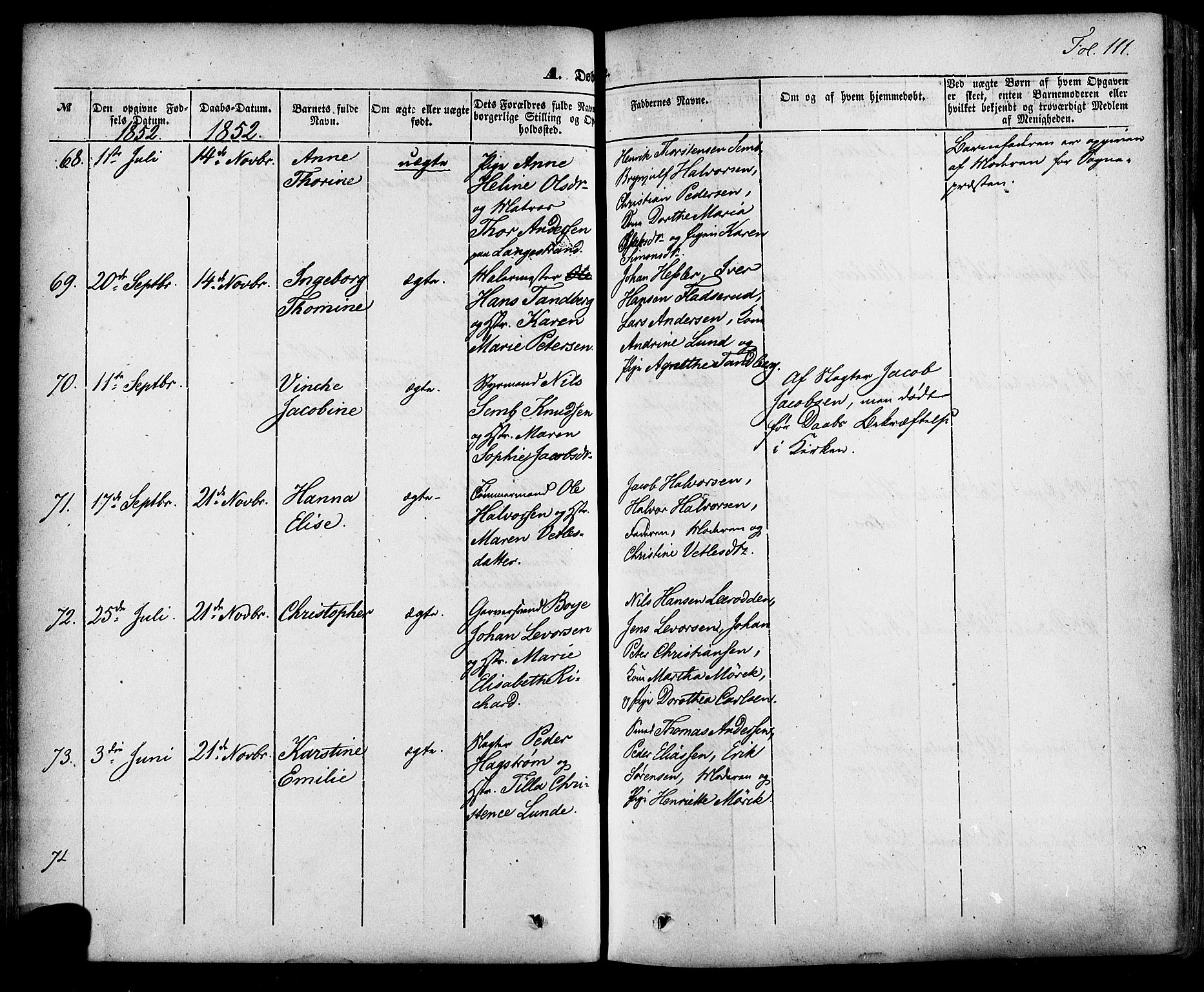 Skien kirkebøker, AV/SAKO-A-302/F/Fa/L0006a: Parish register (official) no. 6A, 1843-1856, p. 111