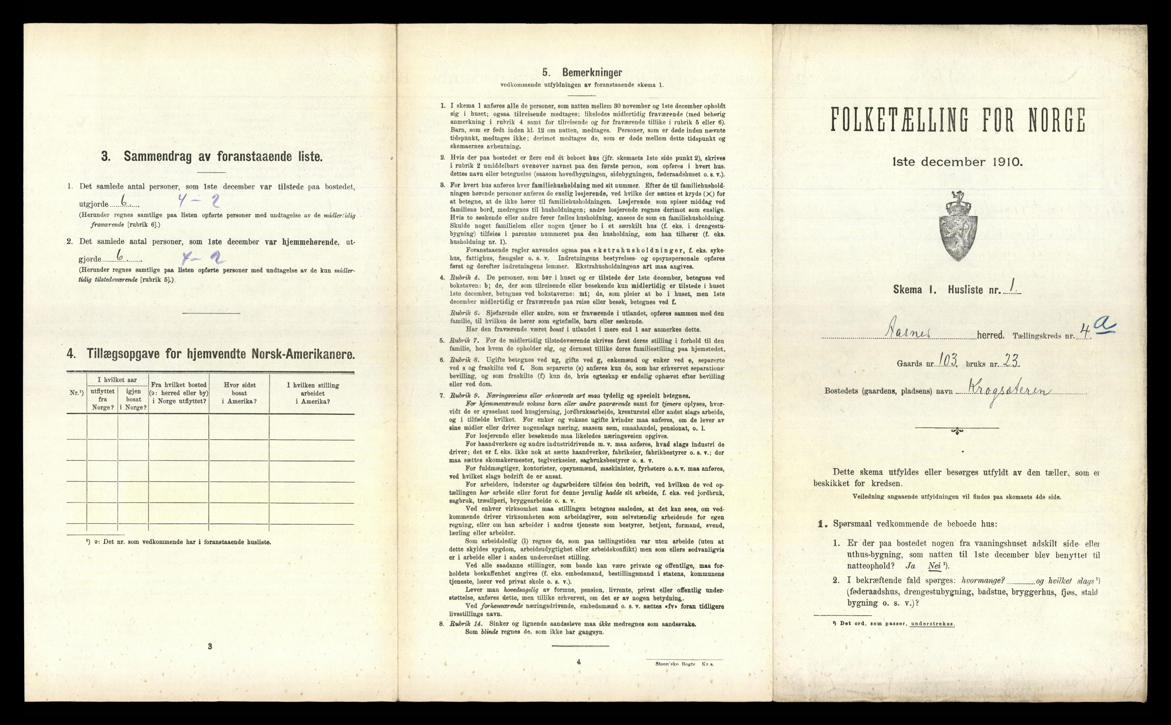 RA, 1910 census for Åsnes, 1910, p. 350