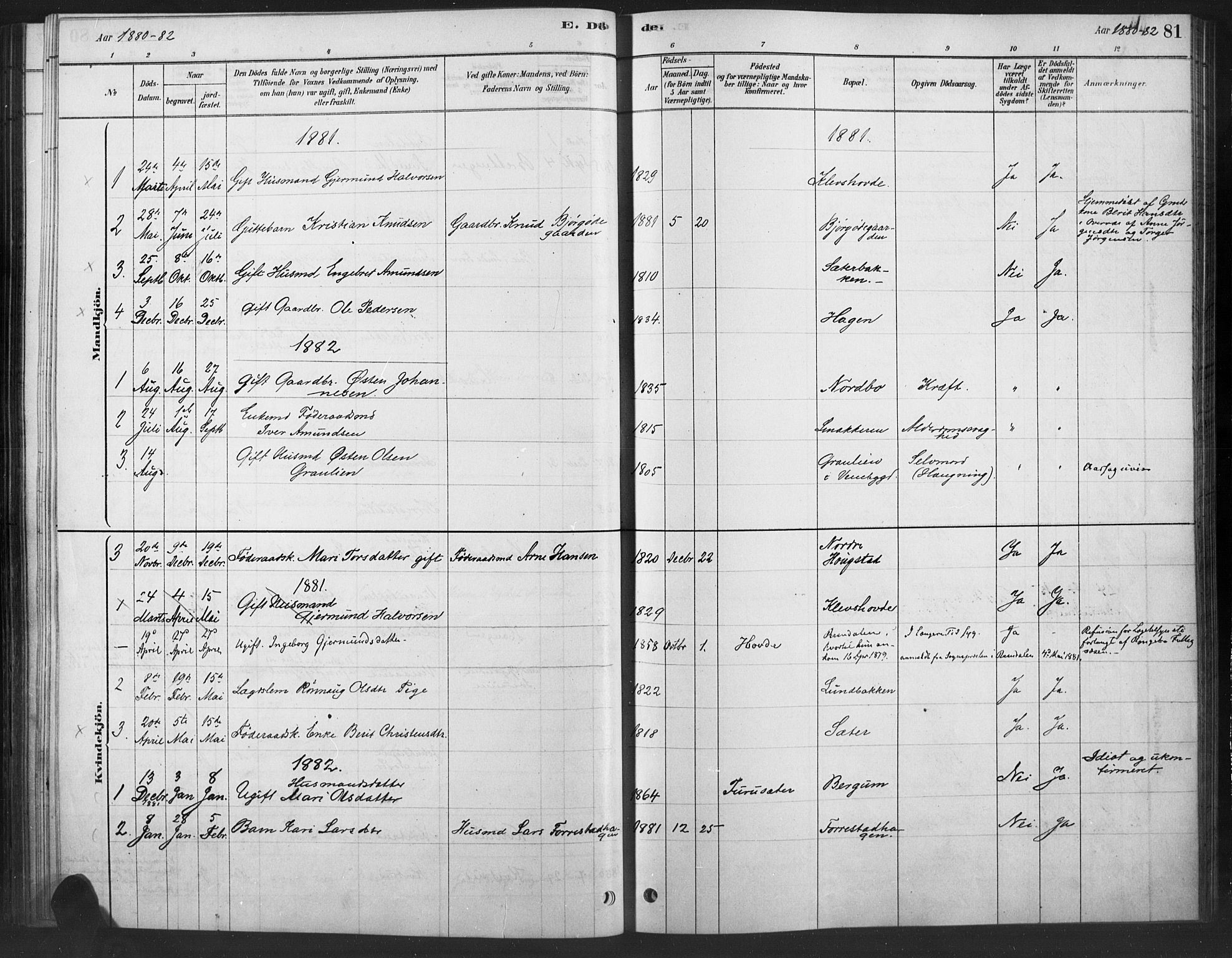 Ringebu prestekontor, SAH/PREST-082/H/Ha/Haa/L0010: Parish register (official) no. 10, 1878-1898, p. 81