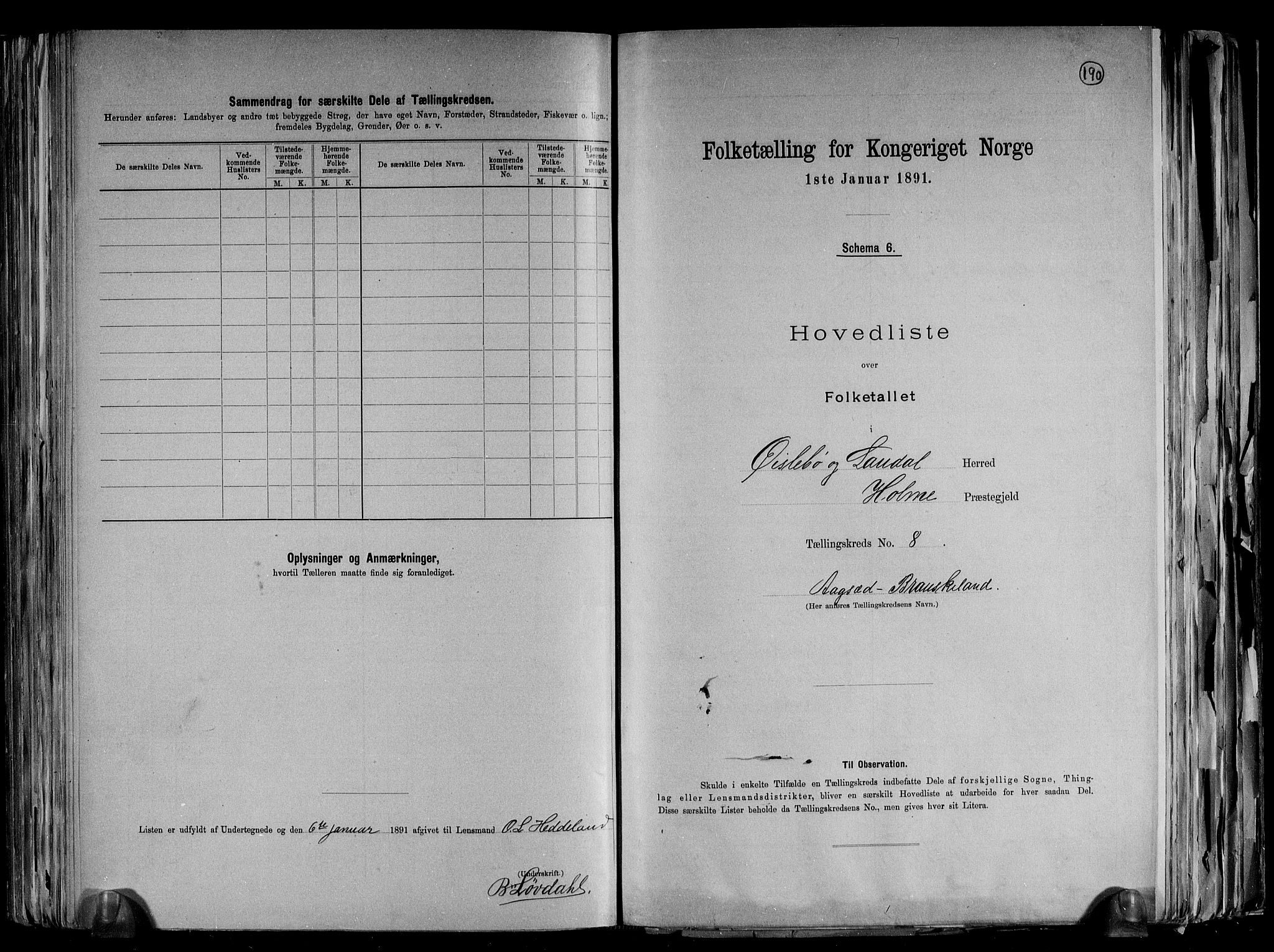 RA, 1891 census for 1021 Øyslebø og Laudal, 1891, p. 20