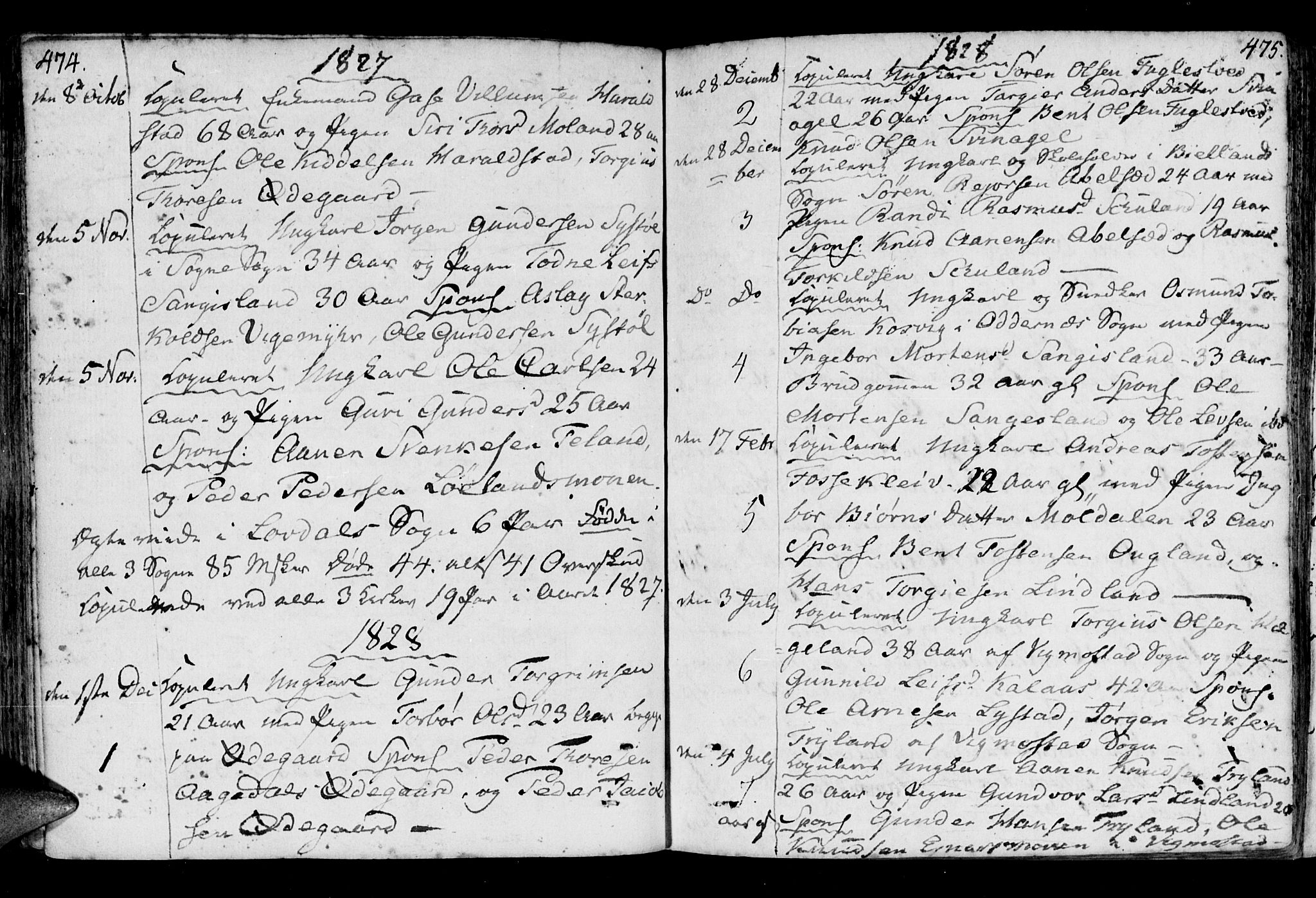 Holum sokneprestkontor, AV/SAK-1111-0022/F/Fa/Fab/L0004: Parish register (official) no. A 4, 1774-1847, p. 474-475