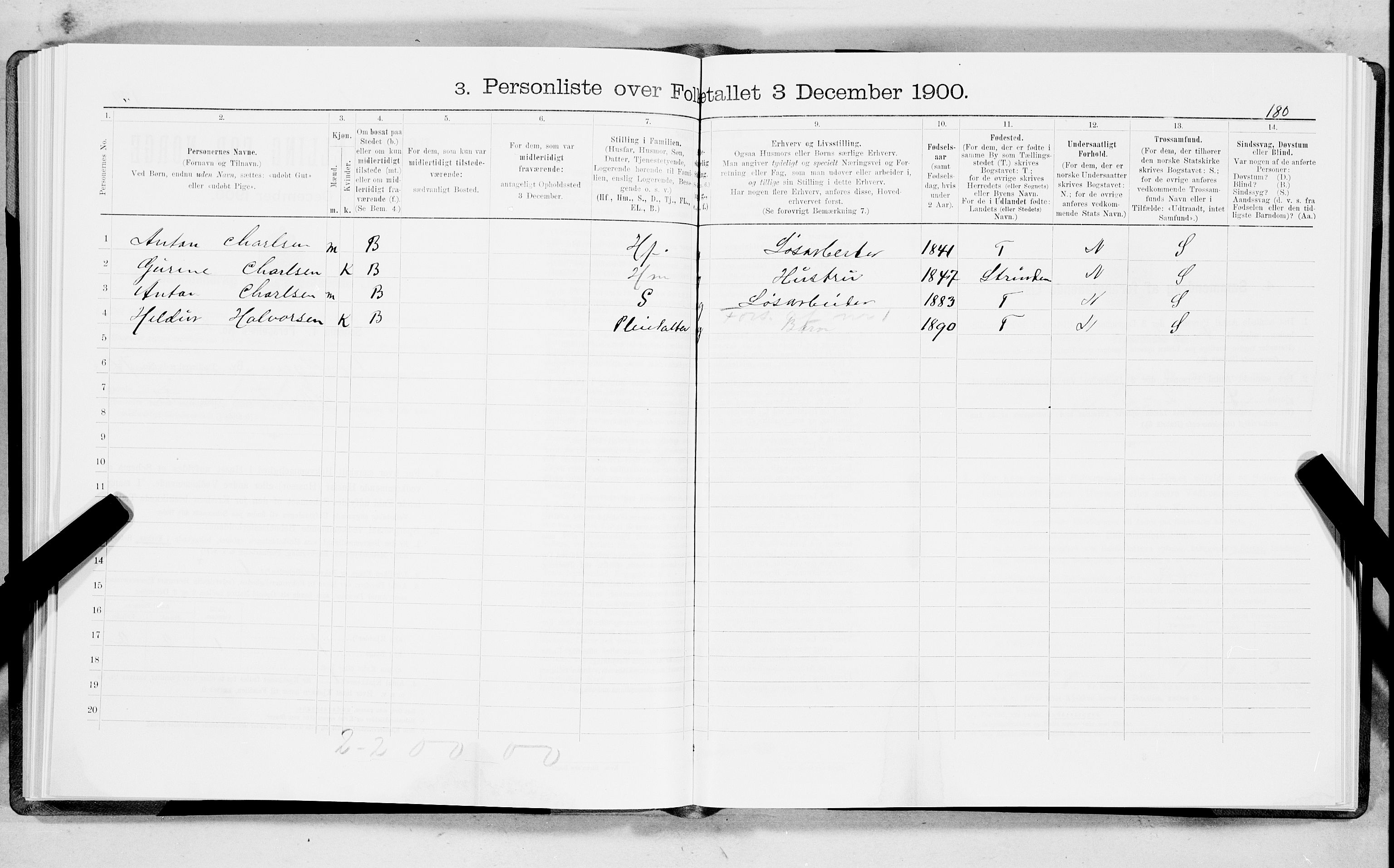SAT, 1900 census for Trondheim, 1900, p. 14610