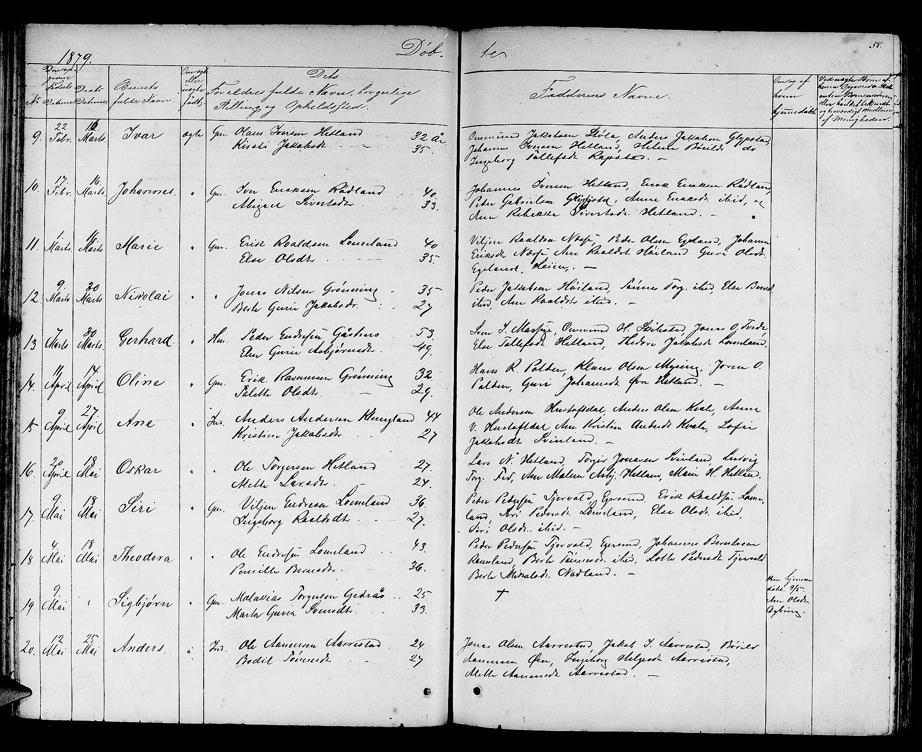 Helleland sokneprestkontor, AV/SAST-A-101810: Parish register (copy) no. B 2, 1848-1886, p. 58