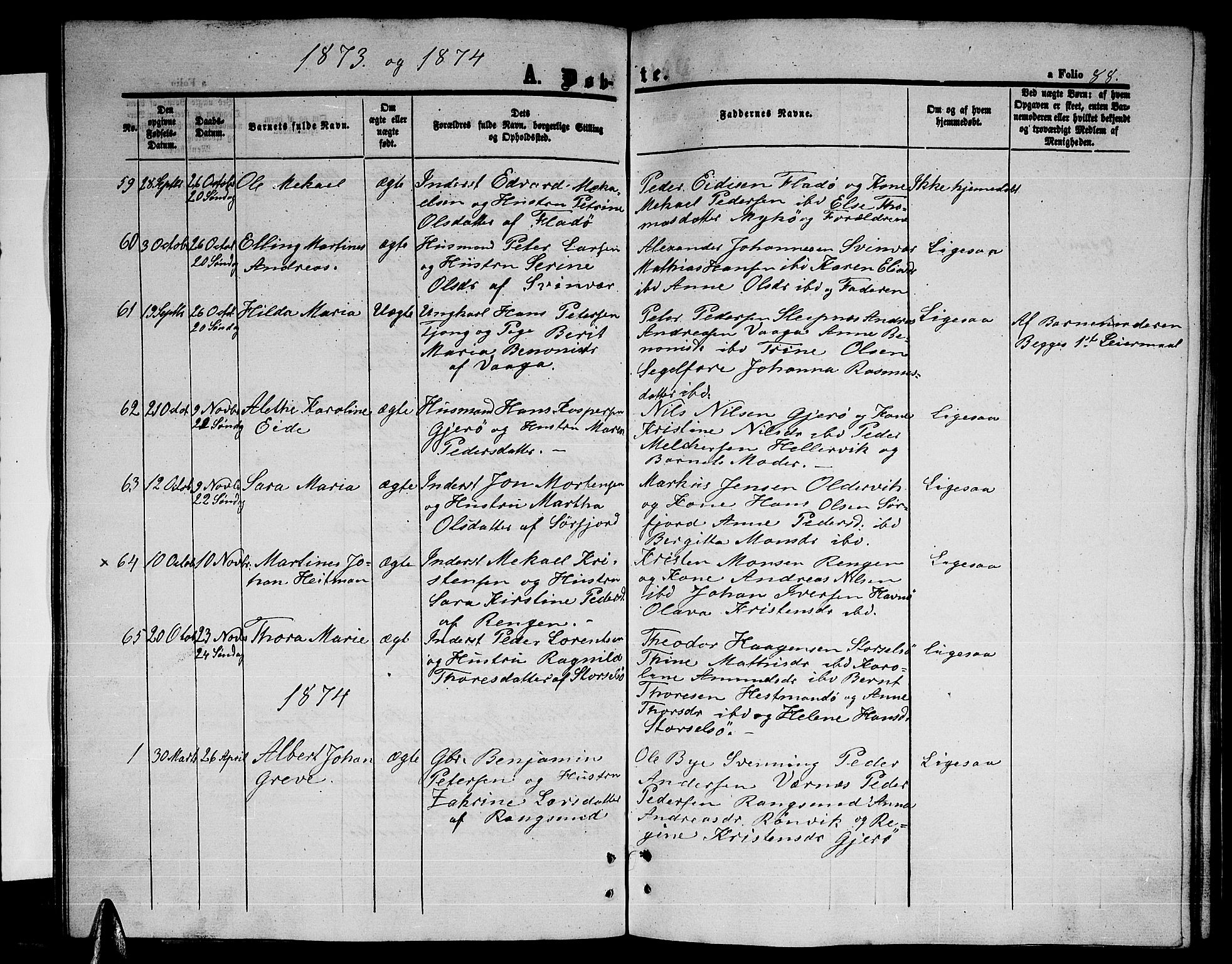 Ministerialprotokoller, klokkerbøker og fødselsregistre - Nordland, SAT/A-1459/841/L0619: Parish register (copy) no. 841C03, 1856-1876, p. 88