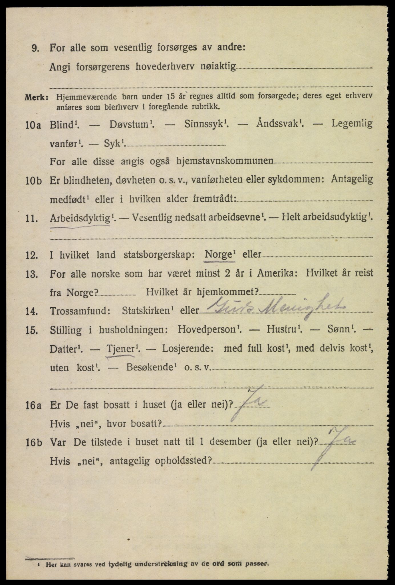 SAK, 1920 census for Vegårshei, 1920, p. 3419