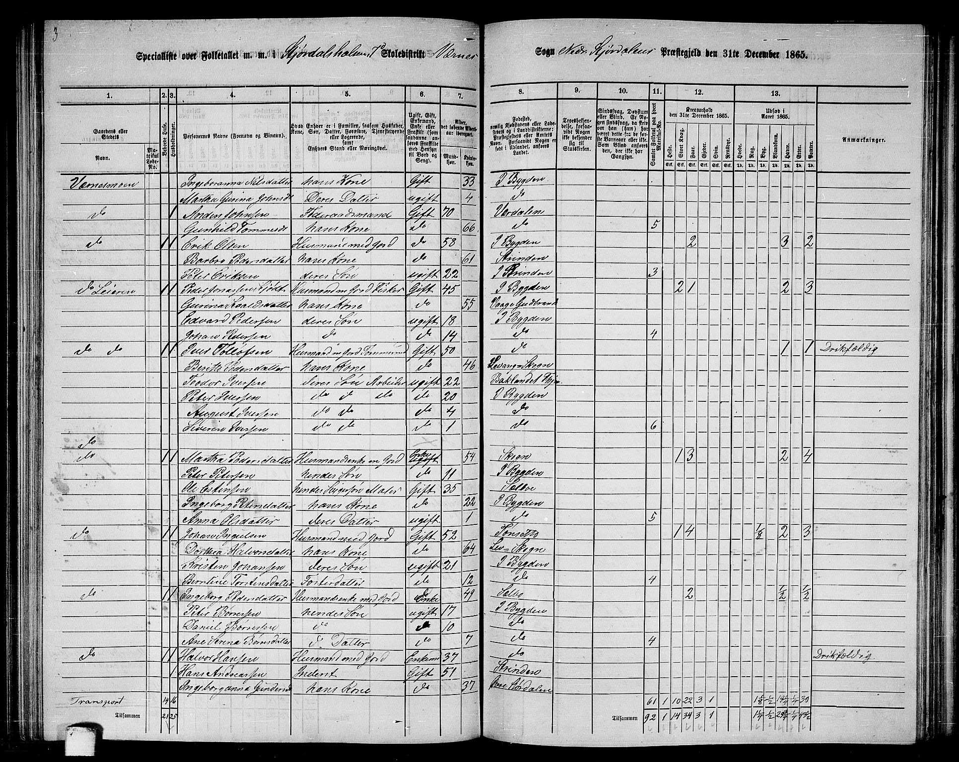 RA, 1865 census for Nedre Stjørdal, 1865, p. 154