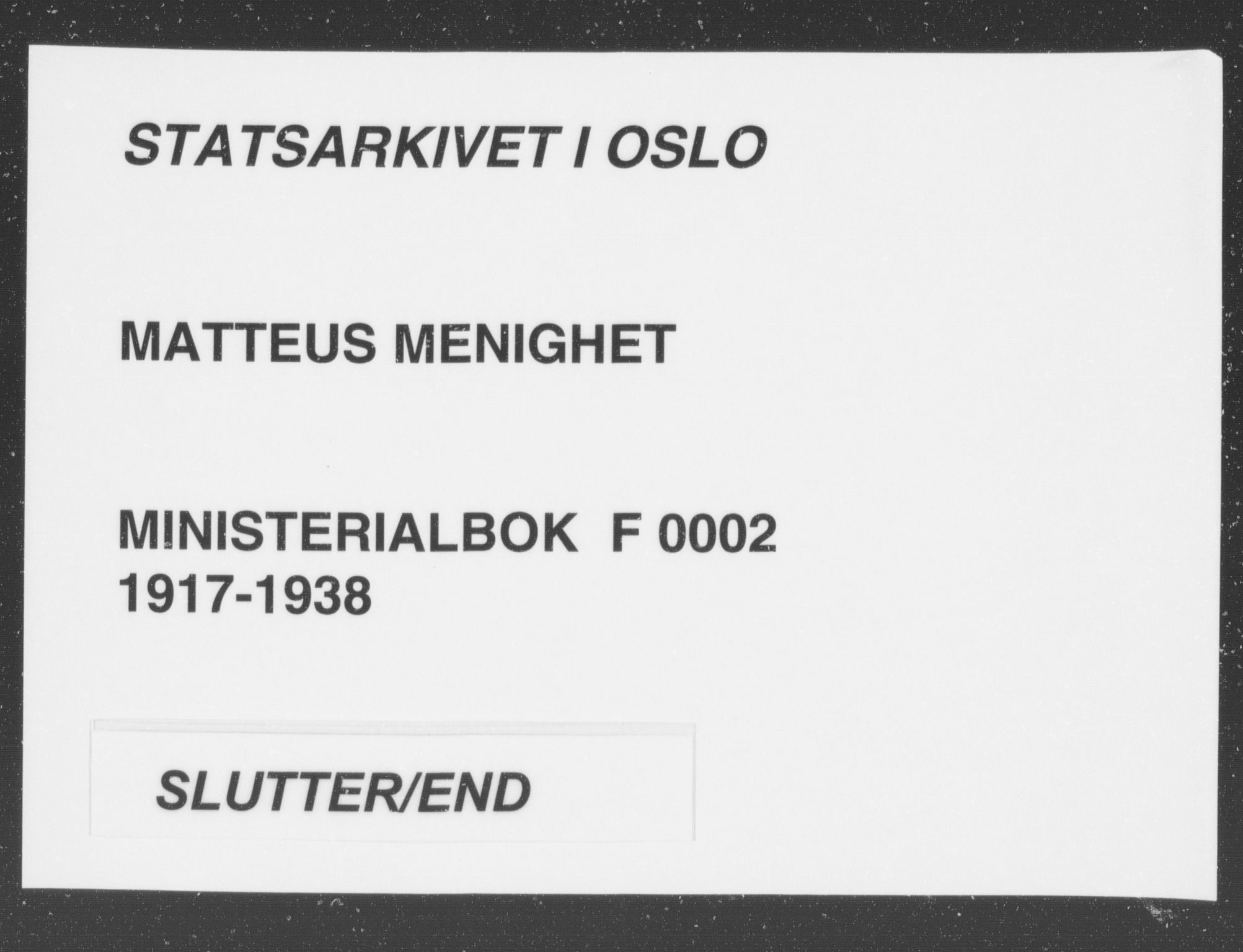 Matteus prestekontor Kirkebøker, AV/SAO-A-10870/F/Fa/L0002: Parish register (official) no. 2, 1917-1938