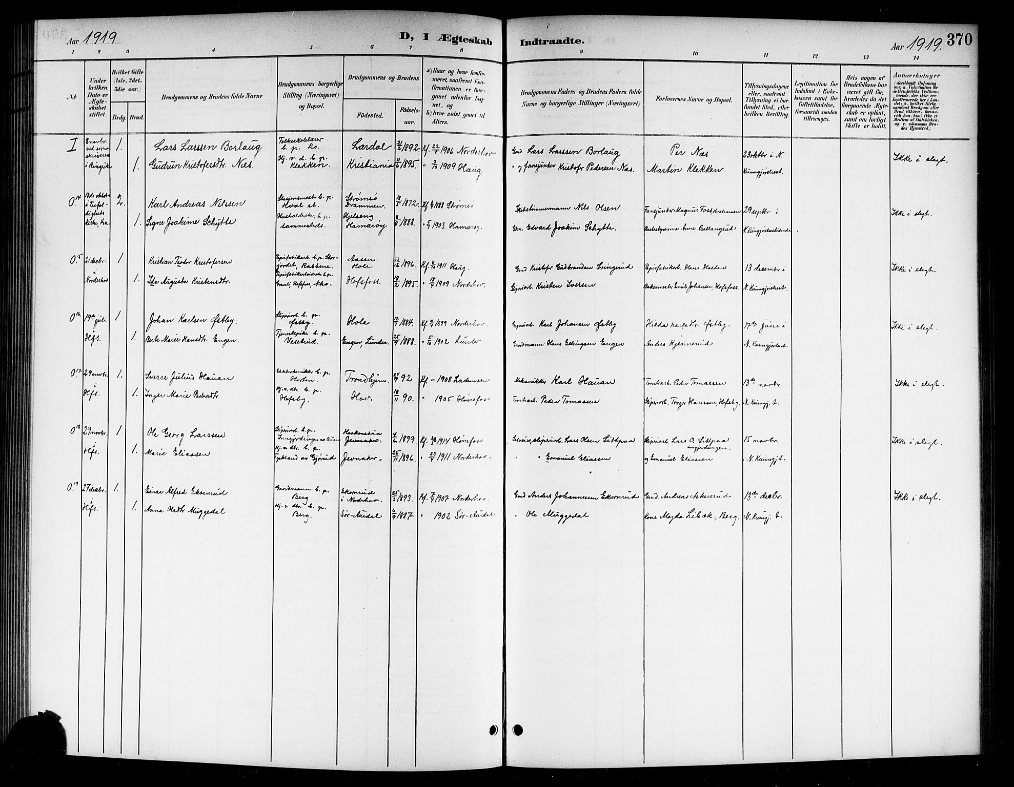 Norderhov kirkebøker, AV/SAKO-A-237/G/Gb/L0002: Parish register (copy) no. II 2, 1891-1921, p. 370