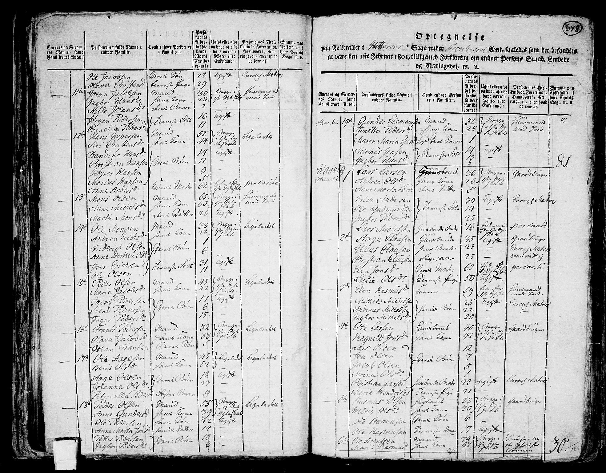 RA, 1801 census for 1617P Hitra, 1801, p. 647b-648a