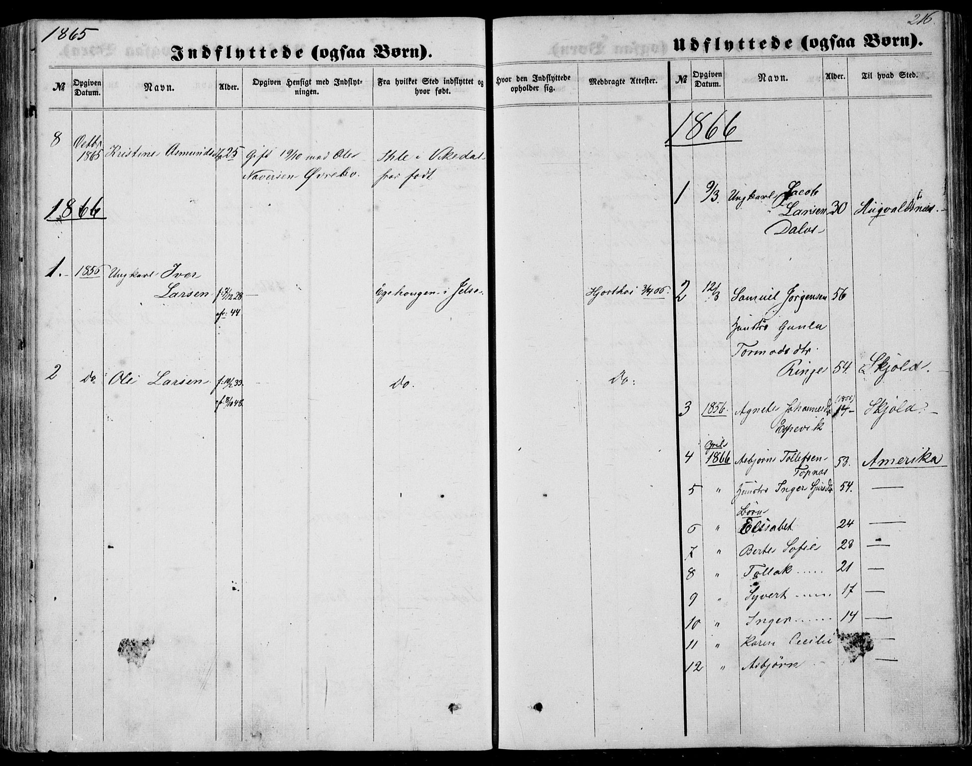 Nedstrand sokneprestkontor, AV/SAST-A-101841/01/IV: Parish register (official) no. A 9, 1861-1876, p. 216