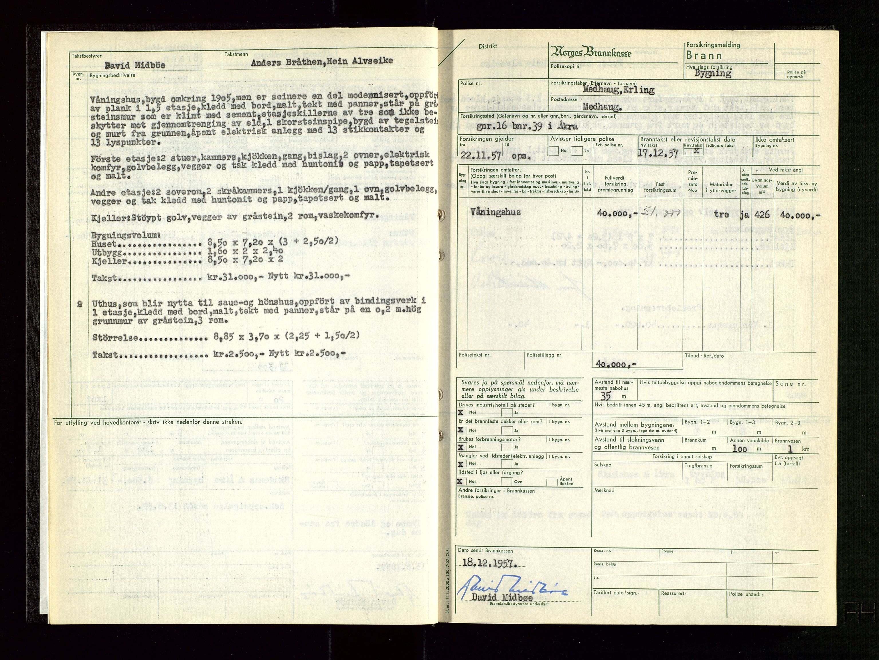 Skudenes lensmannskontor, SAST/A-100444/Gob/L0005: Branntakstprotokoll, 1957-1959