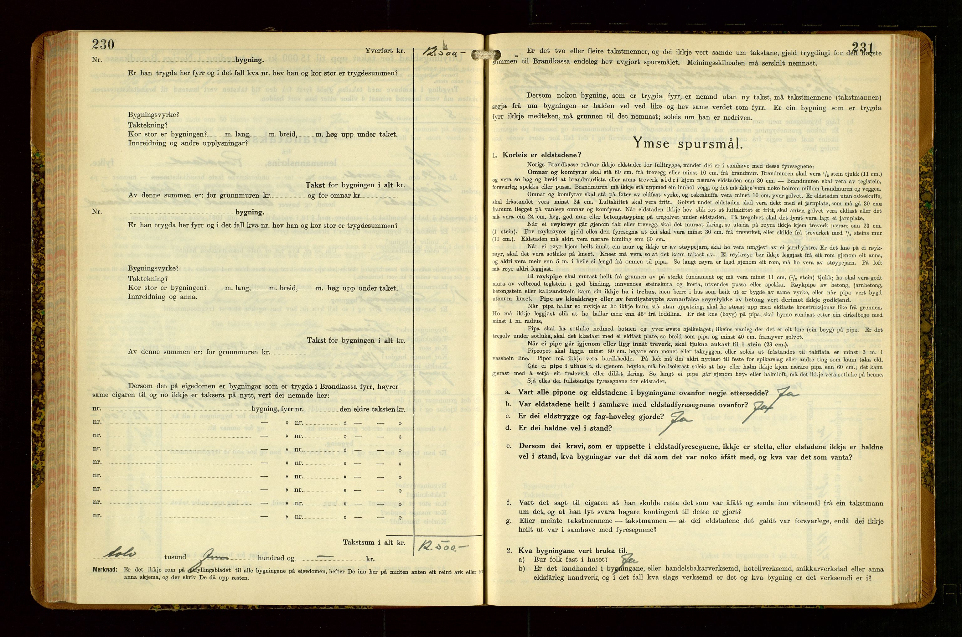 Hå lensmannskontor, SAST/A-100456/Goa/L0007: Takstprotokoll (skjema), 1938-1949, p. 230-231